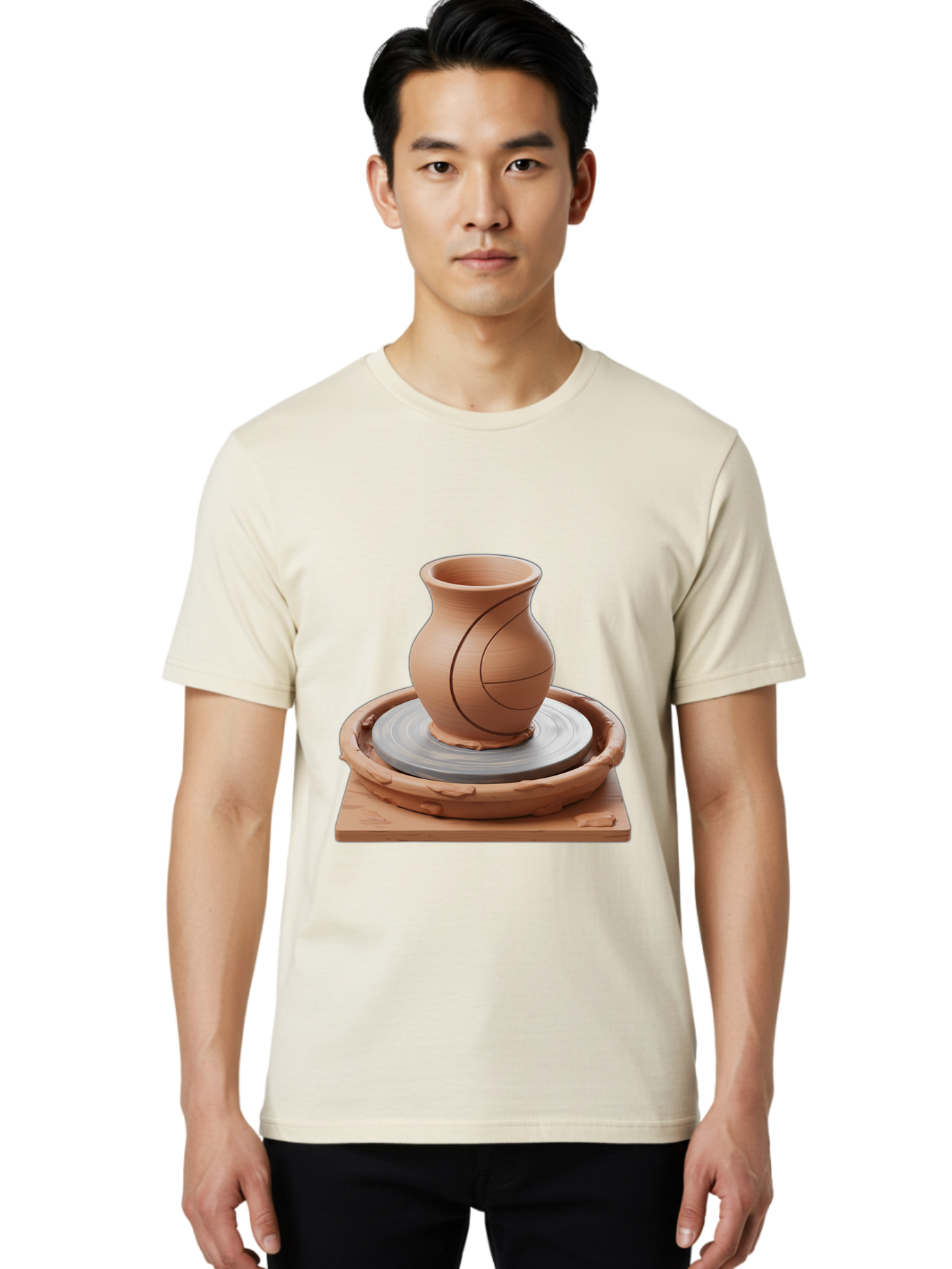 Clay-Pot Men'S Graphic Tee, 100% Cotton, Comfortable Casual Summer Wear, Machine Washable, Clay Vase, Pottery Wheel, Ceramics, Handmade, Artisanal, Craftsmanship, Creative Process, Art Studio, Handmade Pottery, Ceramic Art Baa326