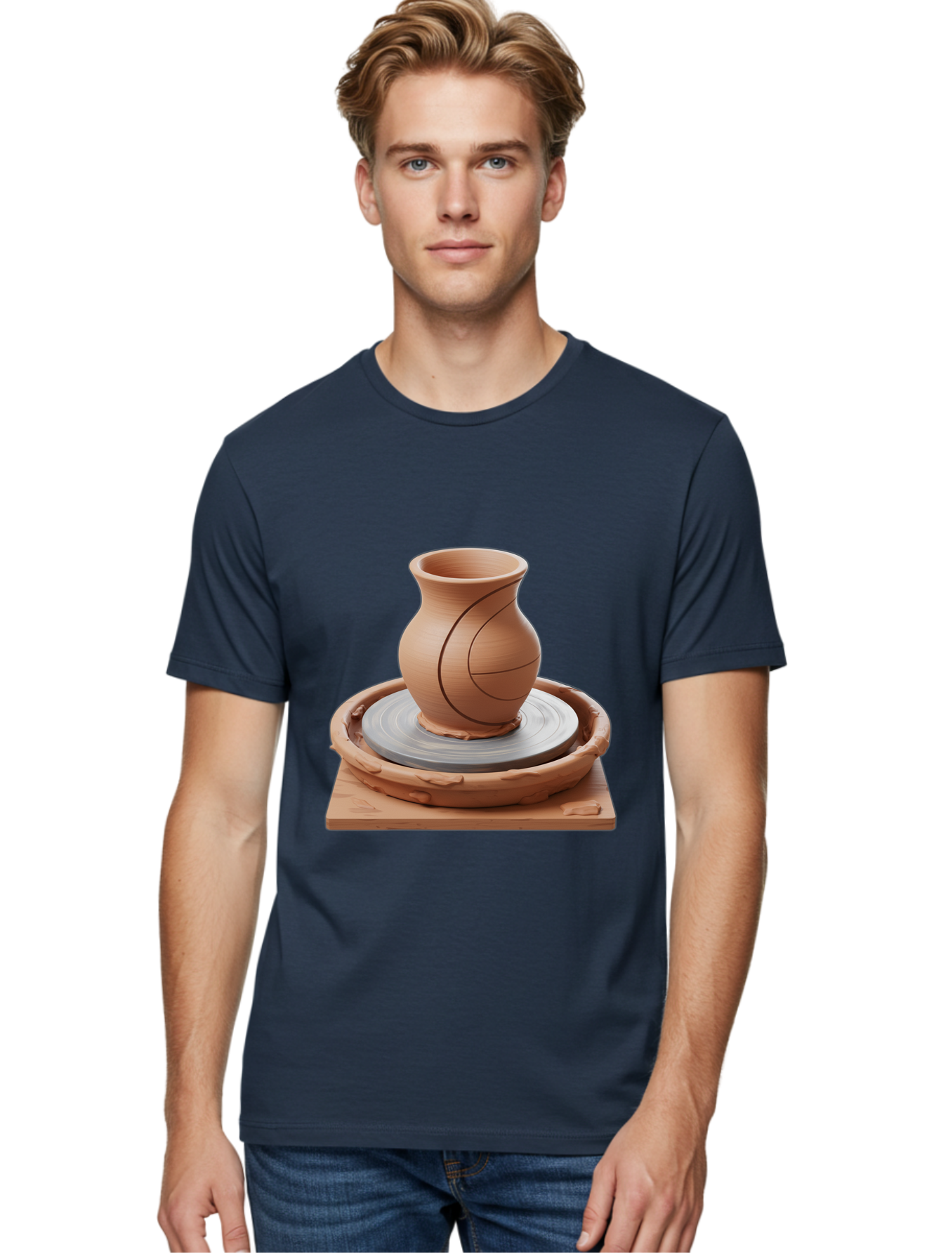 Clay-Pot Men'S Graphic Tee, 100% Cotton, Comfortable Casual Summer Wear, Machine Washable, Clay Vase, Pottery Wheel, Ceramics, Handmade, Artisanal, Craftsmanship, Creative Process, Art Studio, Handmade Pottery, Ceramic Art Baa326