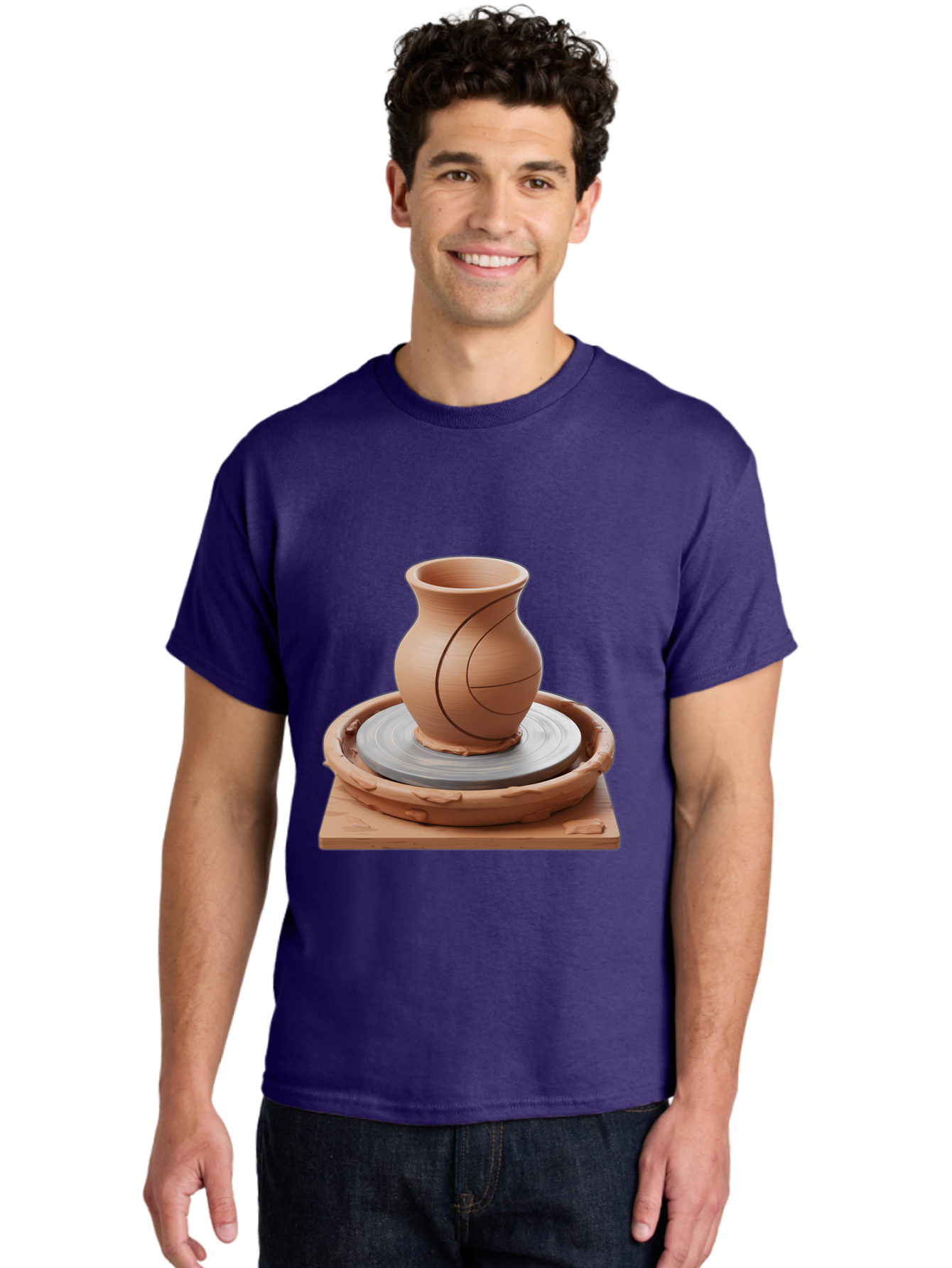 Clay-Pot Men'S Graphic Tee, 100% Cotton, Comfortable Casual Summer Wear, Machine Washable, Clay Vase, Pottery Wheel, Ceramics, Handmade, Artisanal, Craftsmanship, Creative Process, Art Studio, Handmade Pottery, Ceramic Art Baa326