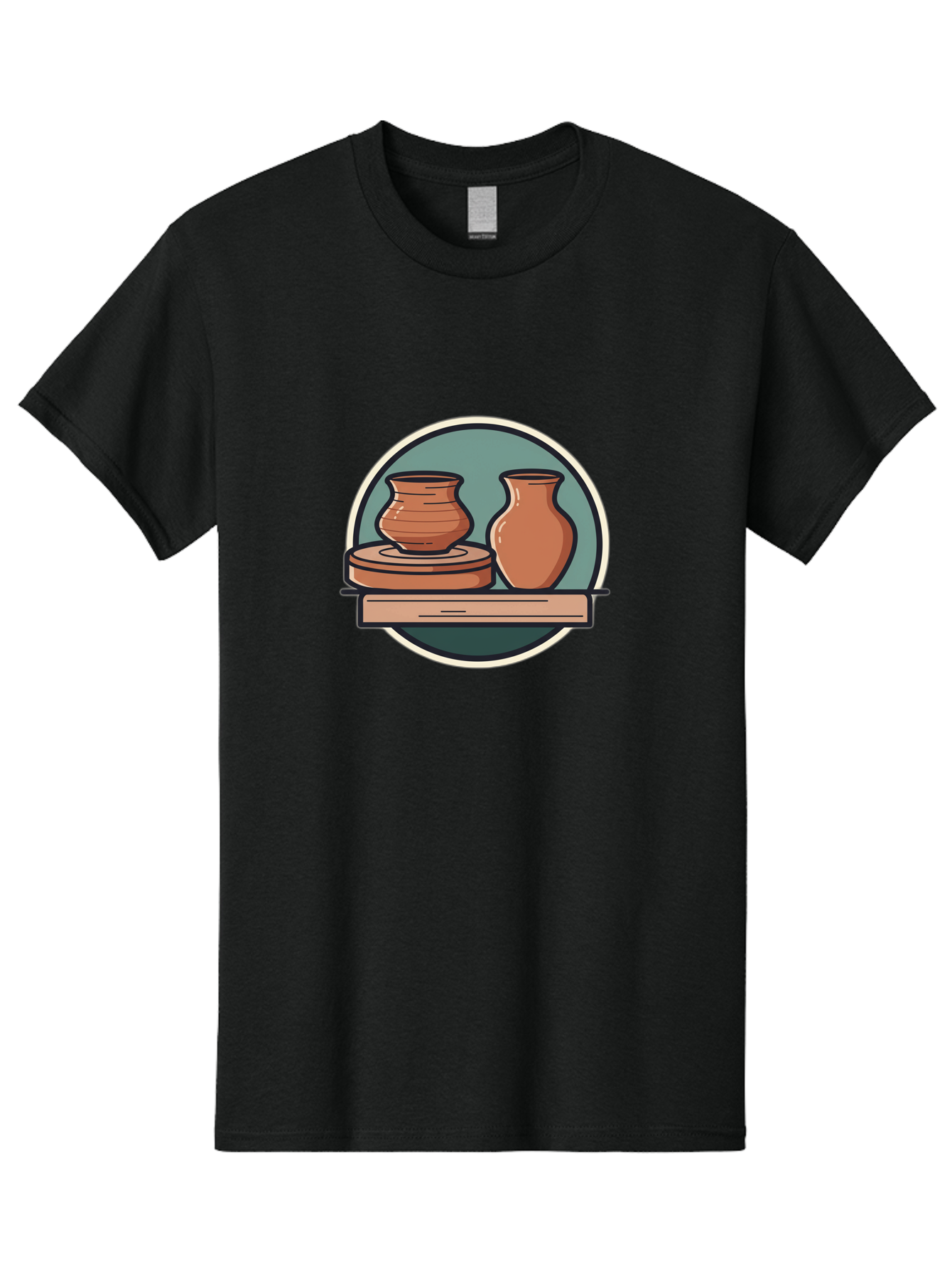 Clay-Pots-On-A-Shelf Men'S Graphic Tee, 100% Cotton, Comfortable Casual Summer Wear, Machine Washable, Clay Vases On Wooden Shelf, Pottery Art, Ceramic Craftsmanship, Traditional Pottery, Handmade Ceramics, Earthy Tones, Artisanal Decor Baa327