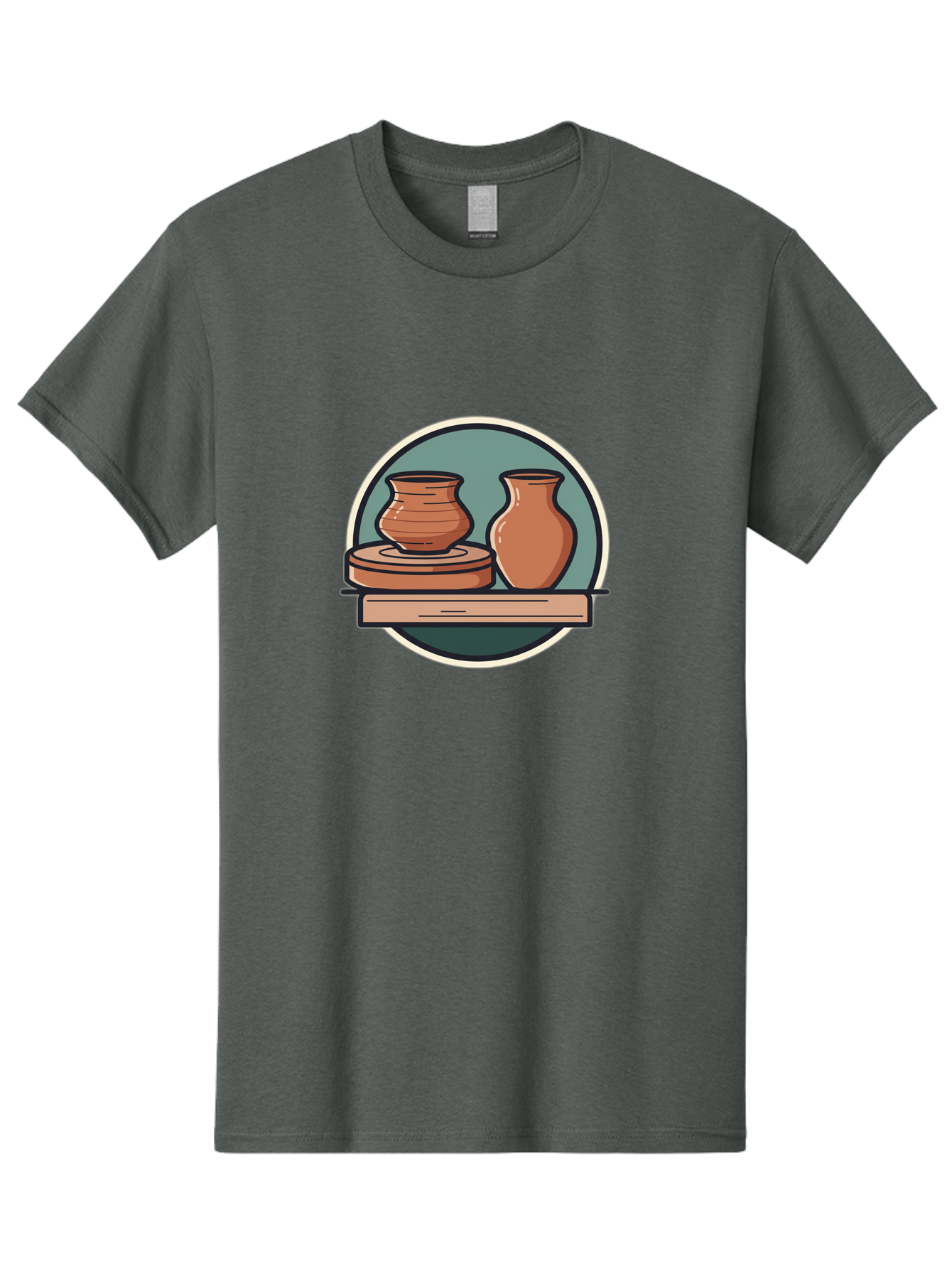 Clay-Pots-On-A-Shelf Men'S Graphic Tee, 100% Cotton, Comfortable Casual Summer Wear, Machine Washable, Clay Vases On Wooden Shelf, Pottery Art, Ceramic Craftsmanship, Traditional Pottery, Handmade Ceramics, Earthy Tones, Artisanal Decor Baa327