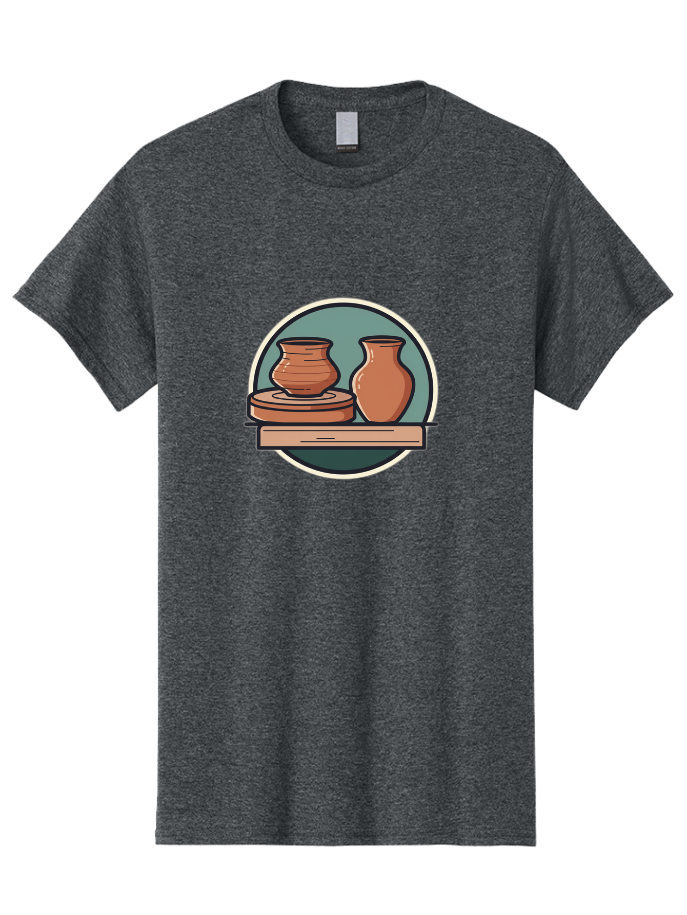 Clay-Pots-On-A-Shelf Men'S Graphic Tee, 100% Cotton, Comfortable Casual Summer Wear, Machine Washable, Clay Vases On Wooden Shelf, Pottery Art, Ceramic Craftsmanship, Traditional Pottery, Handmade Ceramics, Earthy Tones, Artisanal Decor Baa327