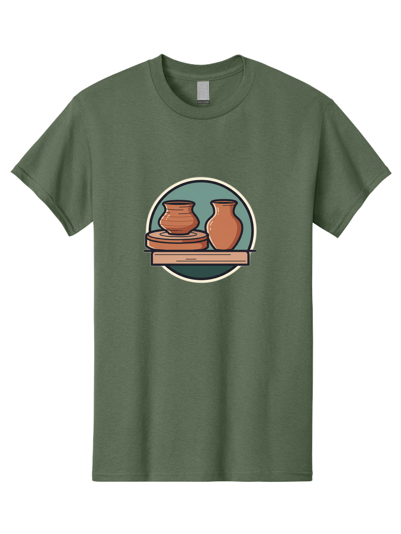 Clay-Pots-On-A-Shelf Men'S Graphic Tee, 100% Cotton, Comfortable Casual Summer Wear, Machine Washable, Clay Vases On Wooden Shelf, Pottery Art, Ceramic Craftsmanship, Traditional Pottery, Handmade Ceramics, Earthy Tones, Artisanal Decor Baa327