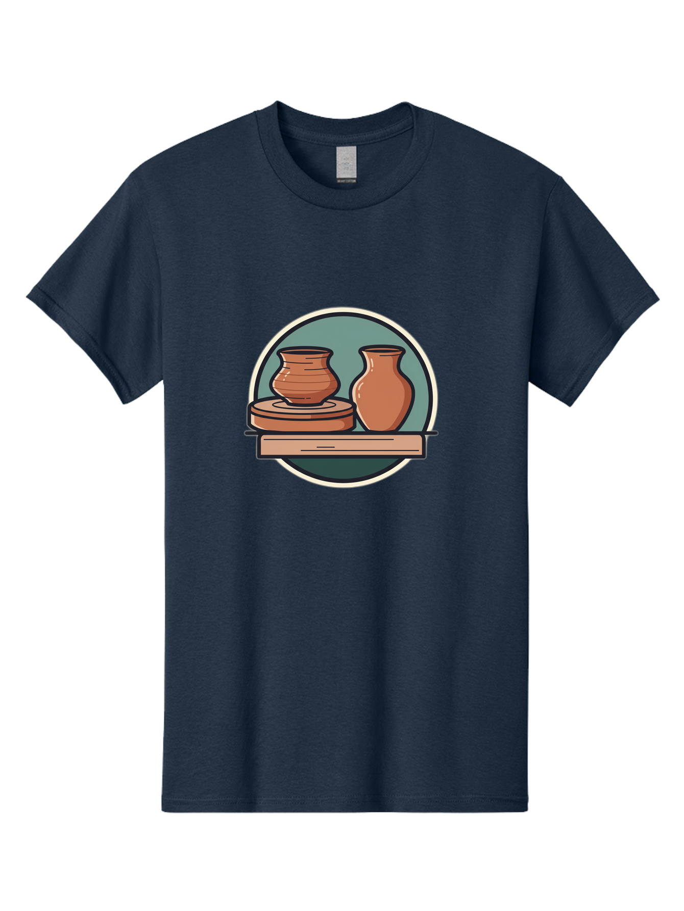 Clay-Pots-On-A-Shelf Men'S Graphic Tee, 100% Cotton, Comfortable Casual Summer Wear, Machine Washable, Clay Vases On Wooden Shelf, Pottery Art, Ceramic Craftsmanship, Traditional Pottery, Handmade Ceramics, Earthy Tones, Artisanal Decor Baa327