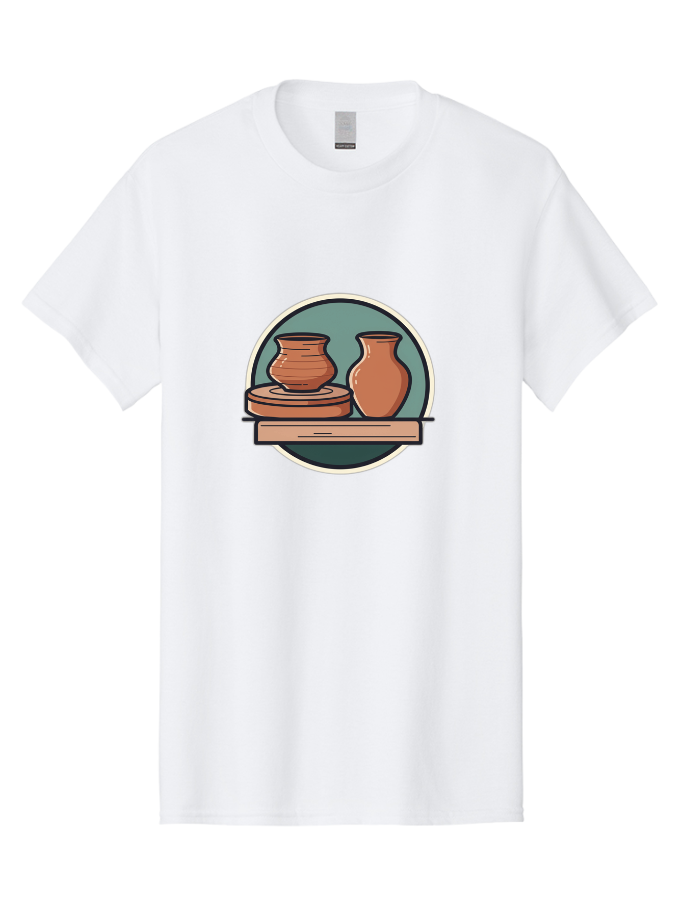 Clay-Pots-On-A-Shelf Men'S Graphic Tee, 100% Cotton, Comfortable Casual Summer Wear, Machine Washable, Clay Vases On Wooden Shelf, Pottery Art, Ceramic Craftsmanship, Traditional Pottery, Handmade Ceramics, Earthy Tones, Artisanal Decor Baa327