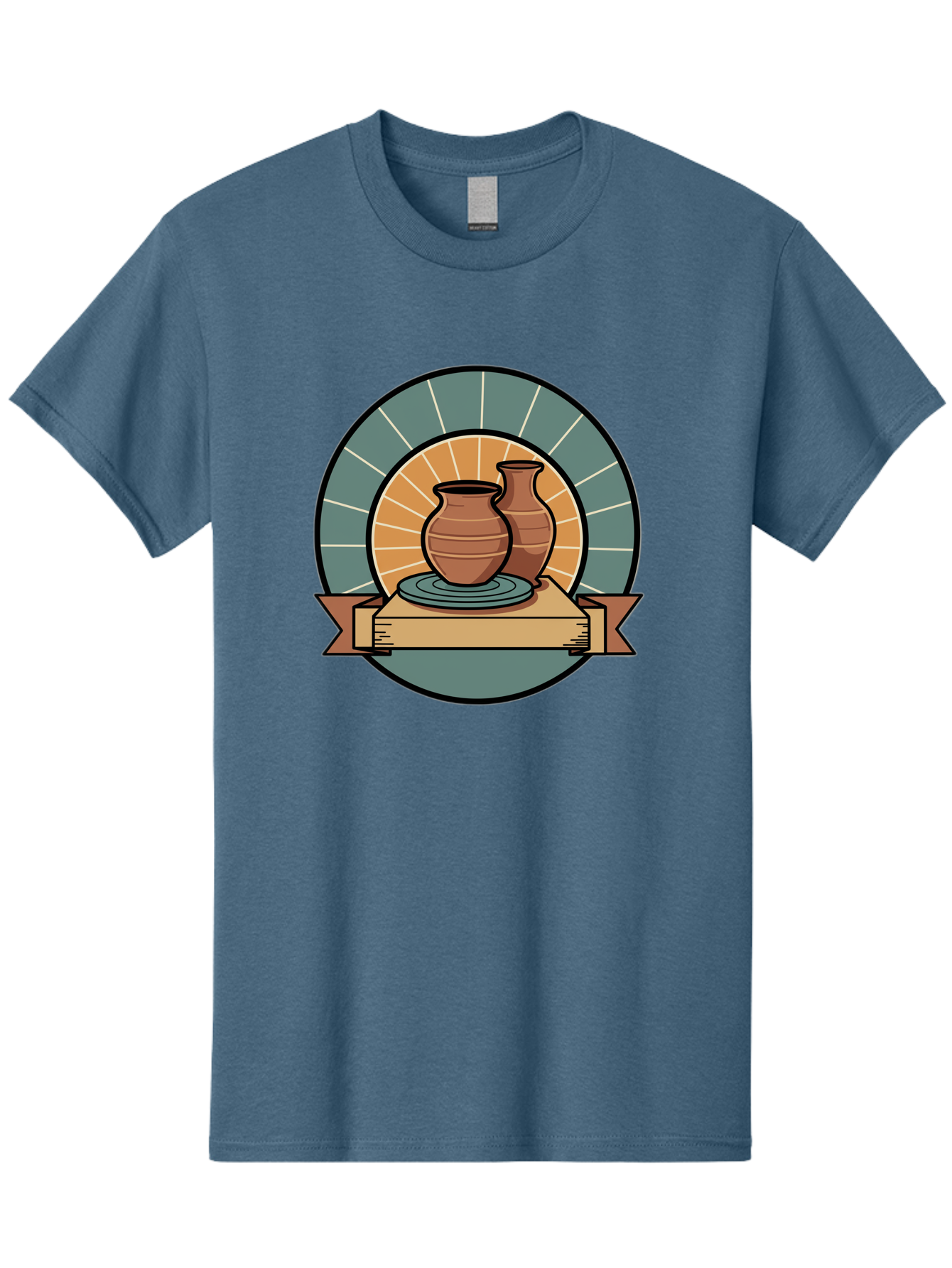 Clay-Pots-On-Pottery-Wheel Men'S Graphic Tee, 100% Cotton, Comfortable Casual Summer Wear, Machine Washable, Pottery Wheel, Clay Vases, Ceramics, Handmade Pottery, Artisanal Crafts, Pottery Art, Potter'S Wheel, Clay Pots, Decorative Vases, Baa328