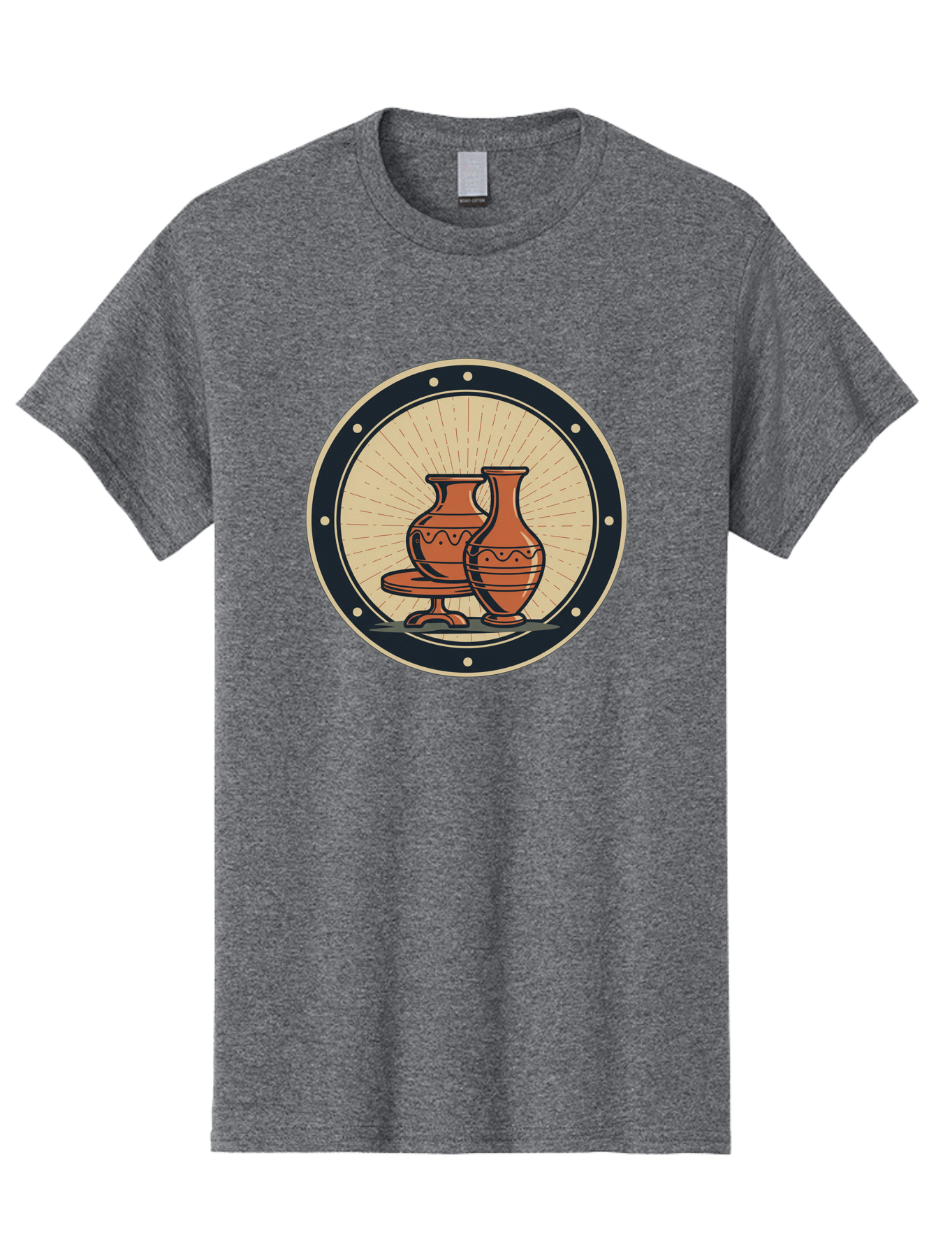 Clay-Pots Men'S Graphic Tee, 100% Cotton, Comfortable Casual Summer Wear, Machine Washable, Clay Pots, Ancient Pottery, Vintage Ceramics, Decorative Vases, Earthy Tones, Traditional Craftsmanship, Cultural Heritage, Artistic Expression, Baa329