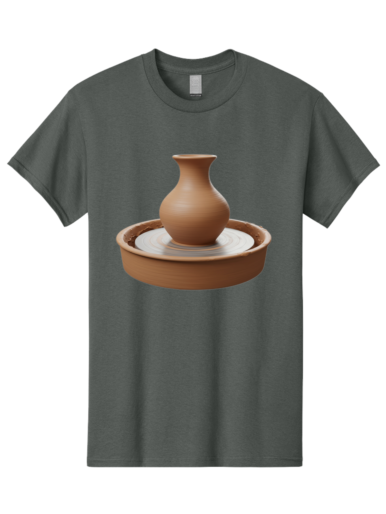 Clay-Vase-On-Pottery-Wheel Men'S Graphic Tee, 100% Cotton, Comfortable Casual Summer Wear, Machine Washable, Pottery Wheel, Clay Vase, Handmade Ceramics, Terra Cotta, Crafting, Artisanal Pottery, Wheel-Thrown Pottery, Ceramic Art, Baa330