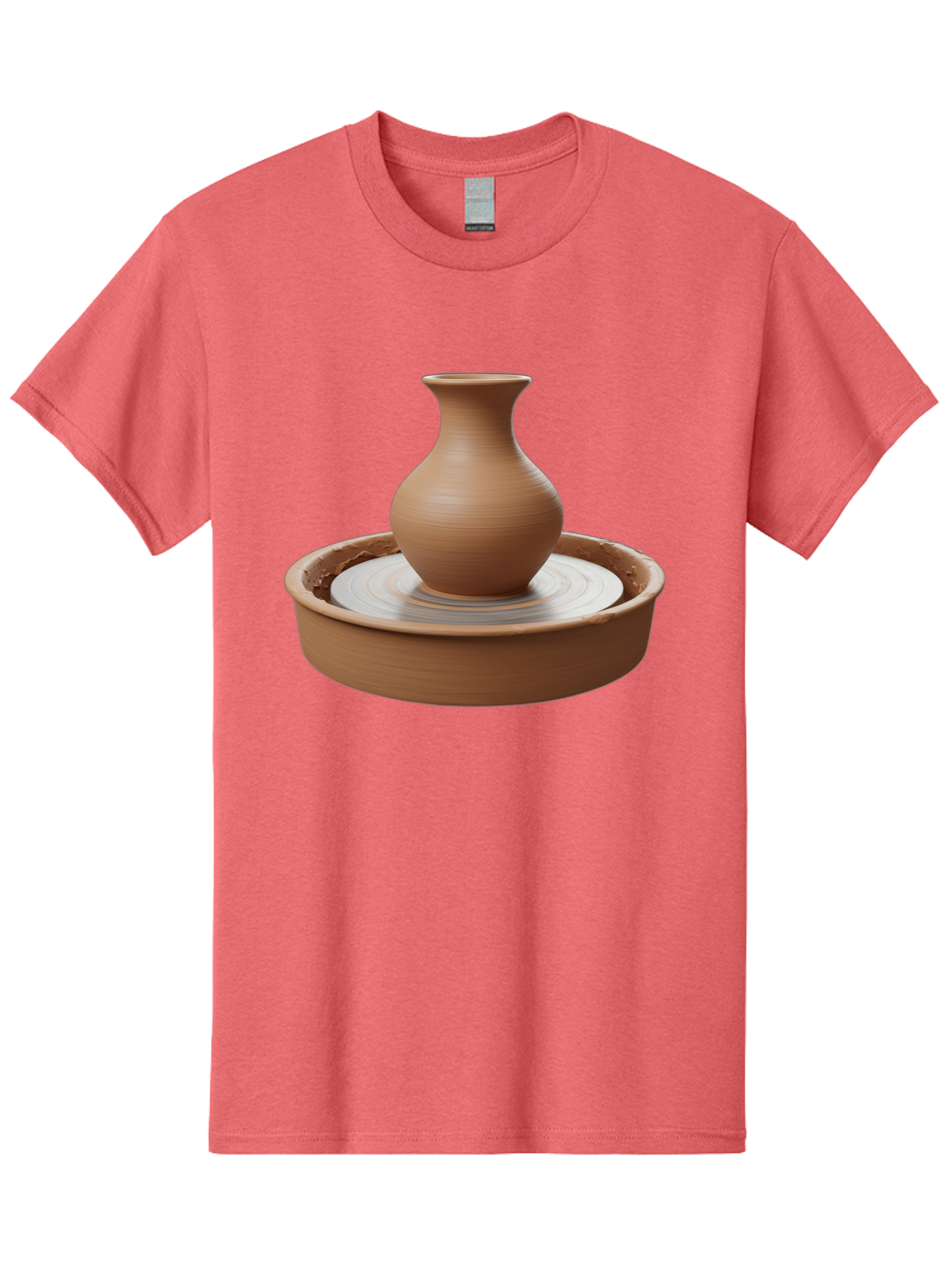 Clay-Vase-On-Pottery-Wheel Men'S Graphic Tee, 100% Cotton, Comfortable Casual Summer Wear, Machine Washable, Pottery Wheel, Clay Vase, Handmade Ceramics, Terra Cotta, Crafting, Artisanal Pottery, Wheel-Thrown Pottery, Ceramic Art, Baa330