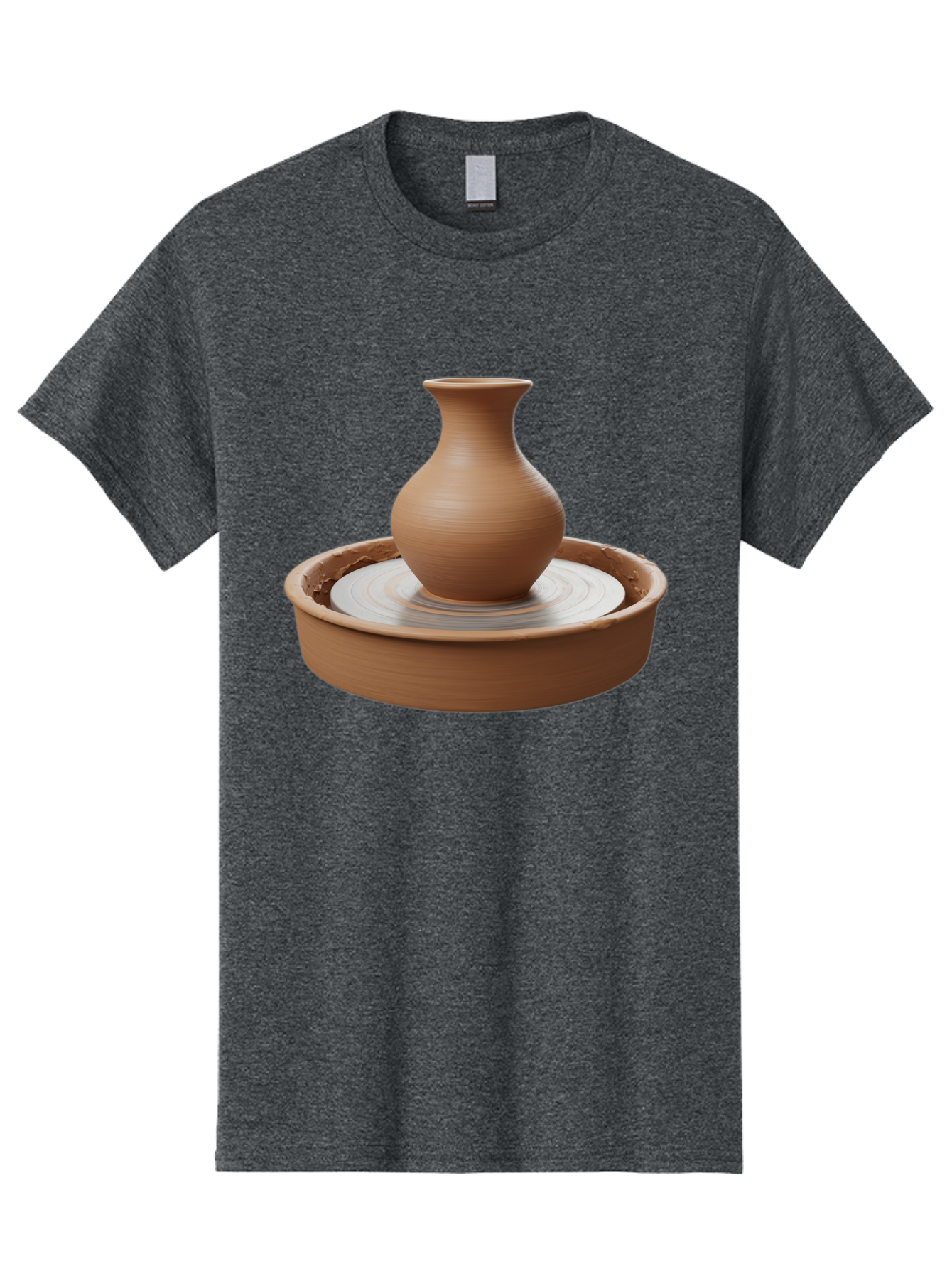 Clay-Vase-On-Pottery-Wheel Men'S Graphic Tee, 100% Cotton, Comfortable Casual Summer Wear, Machine Washable, Pottery Wheel, Clay Vase, Handmade Ceramics, Terra Cotta, Crafting, Artisanal Pottery, Wheel-Thrown Pottery, Ceramic Art, Baa330