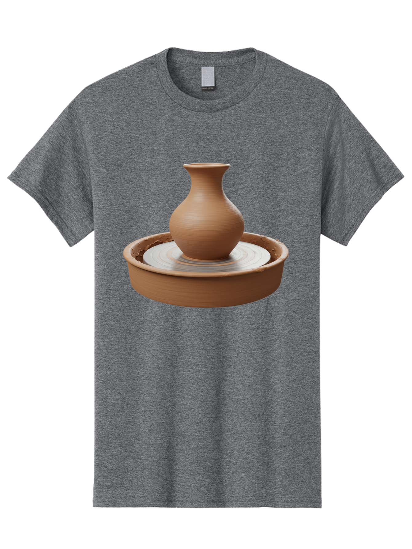 Clay-Vase-On-Pottery-Wheel Men'S Graphic Tee, 100% Cotton, Comfortable Casual Summer Wear, Machine Washable, Pottery Wheel, Clay Vase, Handmade Ceramics, Terra Cotta, Crafting, Artisanal Pottery, Wheel-Thrown Pottery, Ceramic Art, Baa330