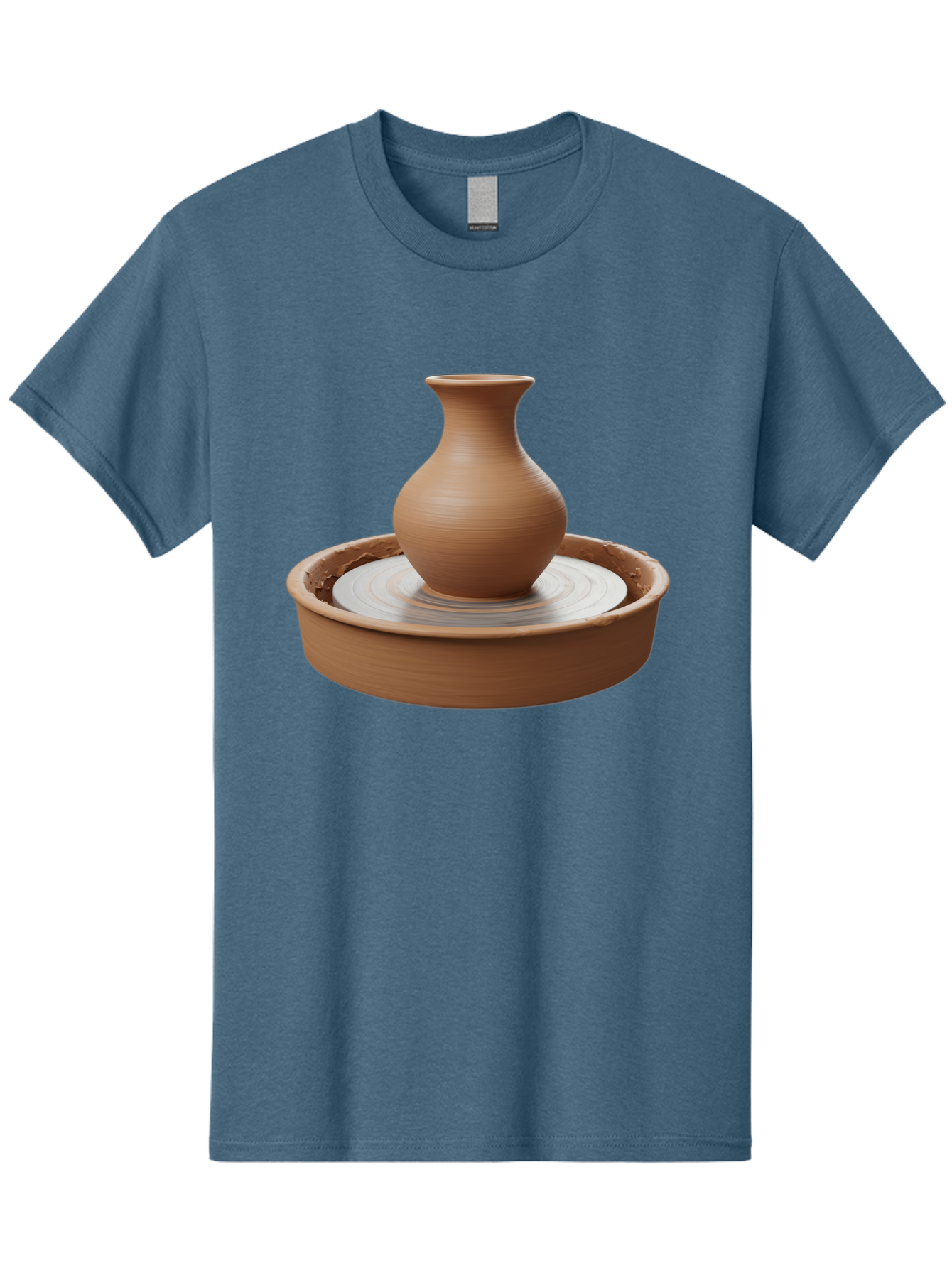 Clay-Vase-On-Pottery-Wheel Men'S Graphic Tee, 100% Cotton, Comfortable Casual Summer Wear, Machine Washable, Pottery Wheel, Clay Vase, Handmade Ceramics, Terra Cotta, Crafting, Artisanal Pottery, Wheel-Thrown Pottery, Ceramic Art, Baa330
