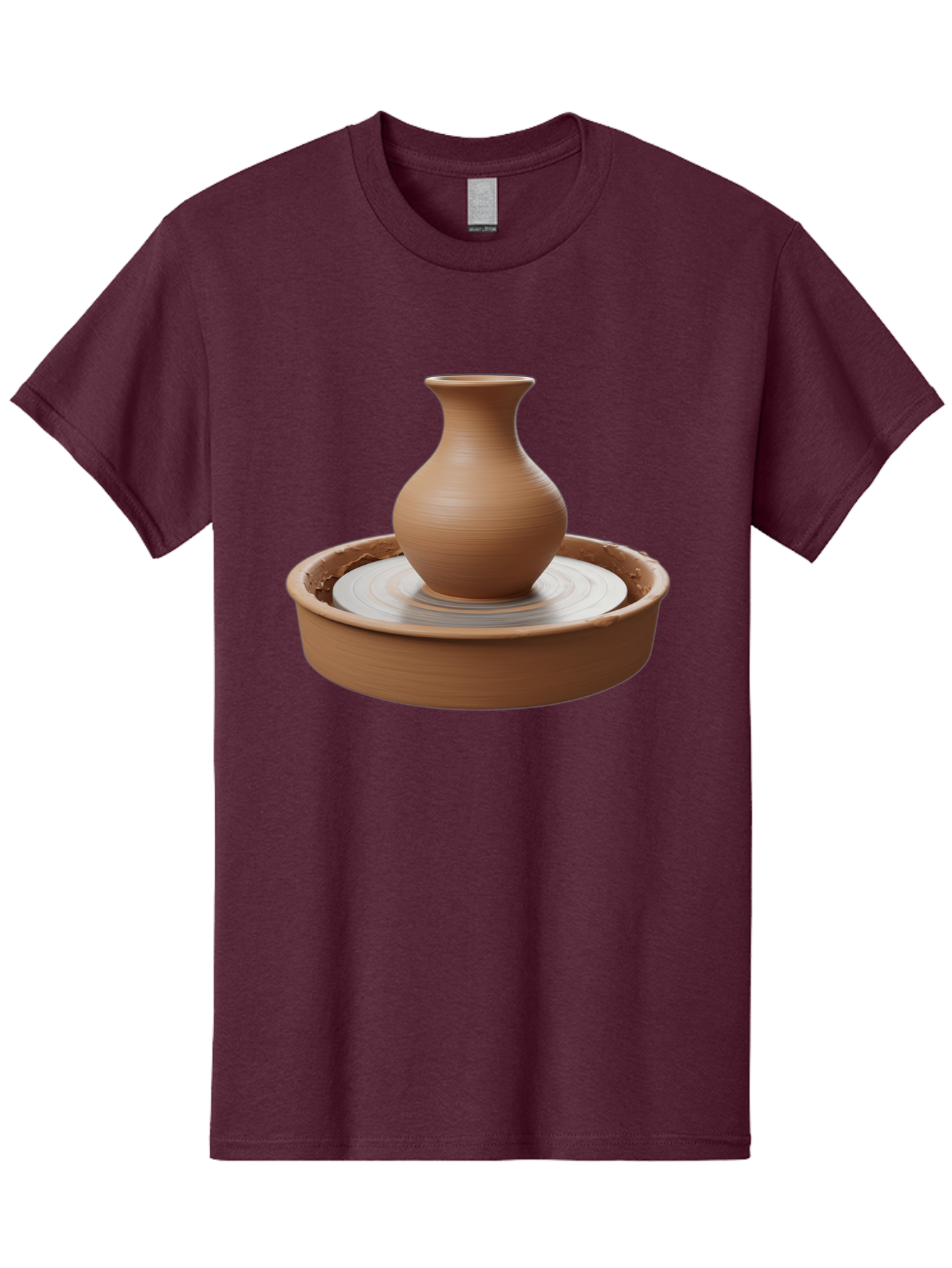 Clay-Vase-On-Pottery-Wheel Men'S Graphic Tee, 100% Cotton, Comfortable Casual Summer Wear, Machine Washable, Pottery Wheel, Clay Vase, Handmade Ceramics, Terra Cotta, Crafting, Artisanal Pottery, Wheel-Thrown Pottery, Ceramic Art, Baa330