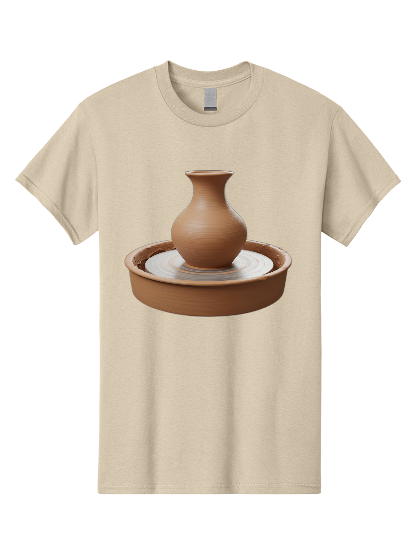 Clay-Vase-On-Pottery-Wheel Men'S Graphic Tee, 100% Cotton, Comfortable Casual Summer Wear, Machine Washable, Pottery Wheel, Clay Vase, Handmade Ceramics, Terra Cotta, Crafting, Artisanal Pottery, Wheel-Thrown Pottery, Ceramic Art, Baa330
