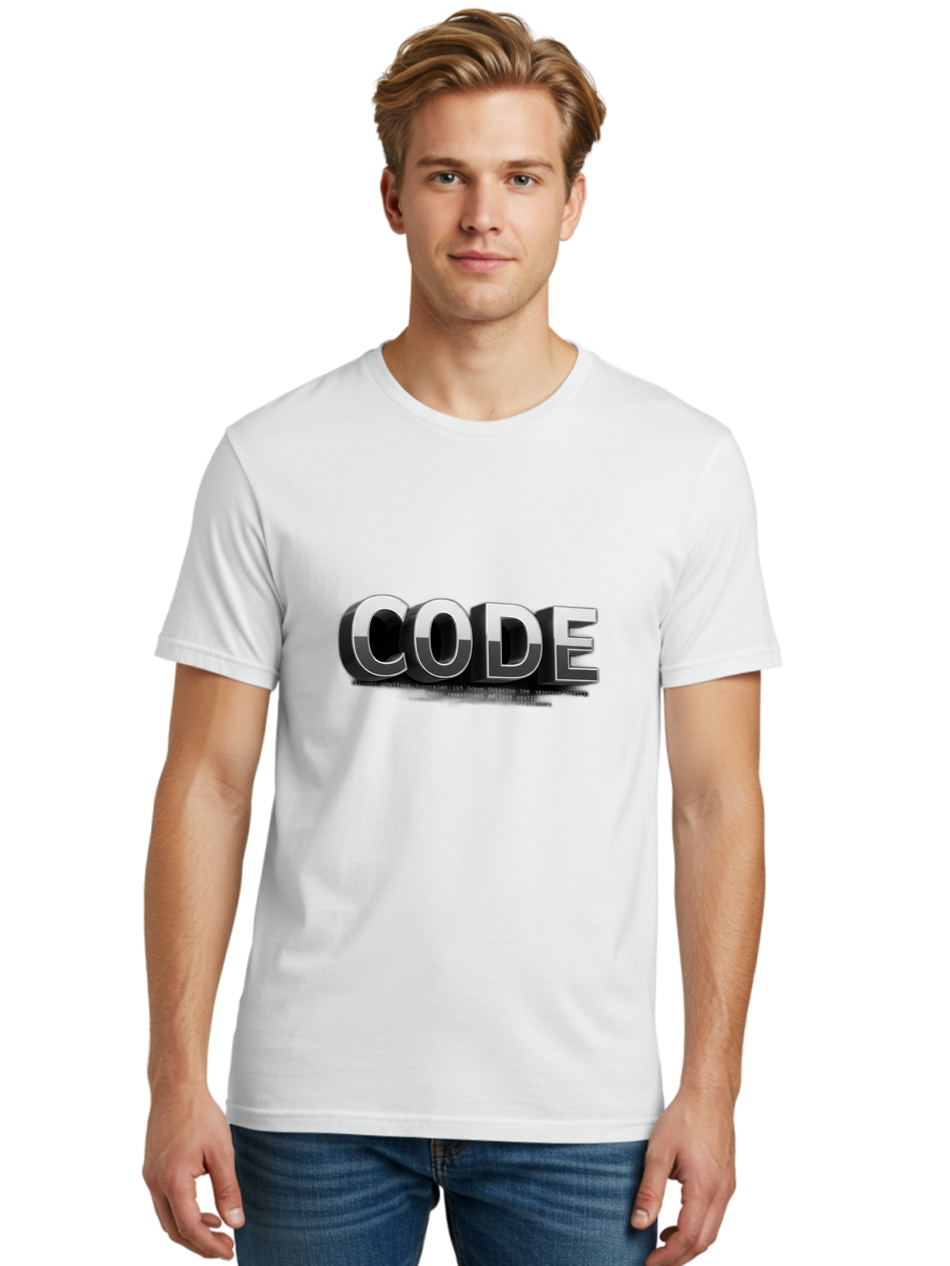 Code Men'S Graphic Tee, 100% Cotton, Comfortable Casual Summer Wear, Machine Washable, Programming Language, Coding, Software Development, Tech Industry, Digital Text, Metallic Letters, Programming Concept, Coding Skills Baa333