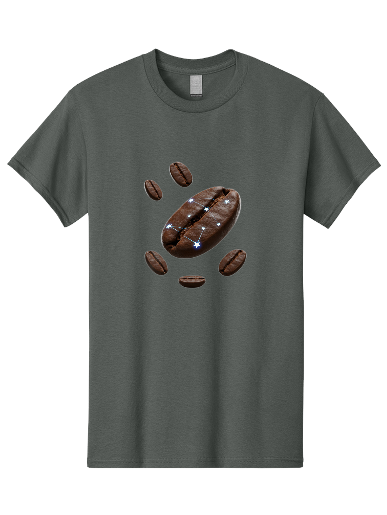Coffee-Bean-Constellation Men'S Graphic Tee, 100% Cotton, Comfortable Casual Summer Wear, Machine Washable, Coffee Beans, Constellation Pattern, Stars, Creative Design, Surreal Art, Coffee Lover, Unique Artwork, Abstract Illustration, Baa334