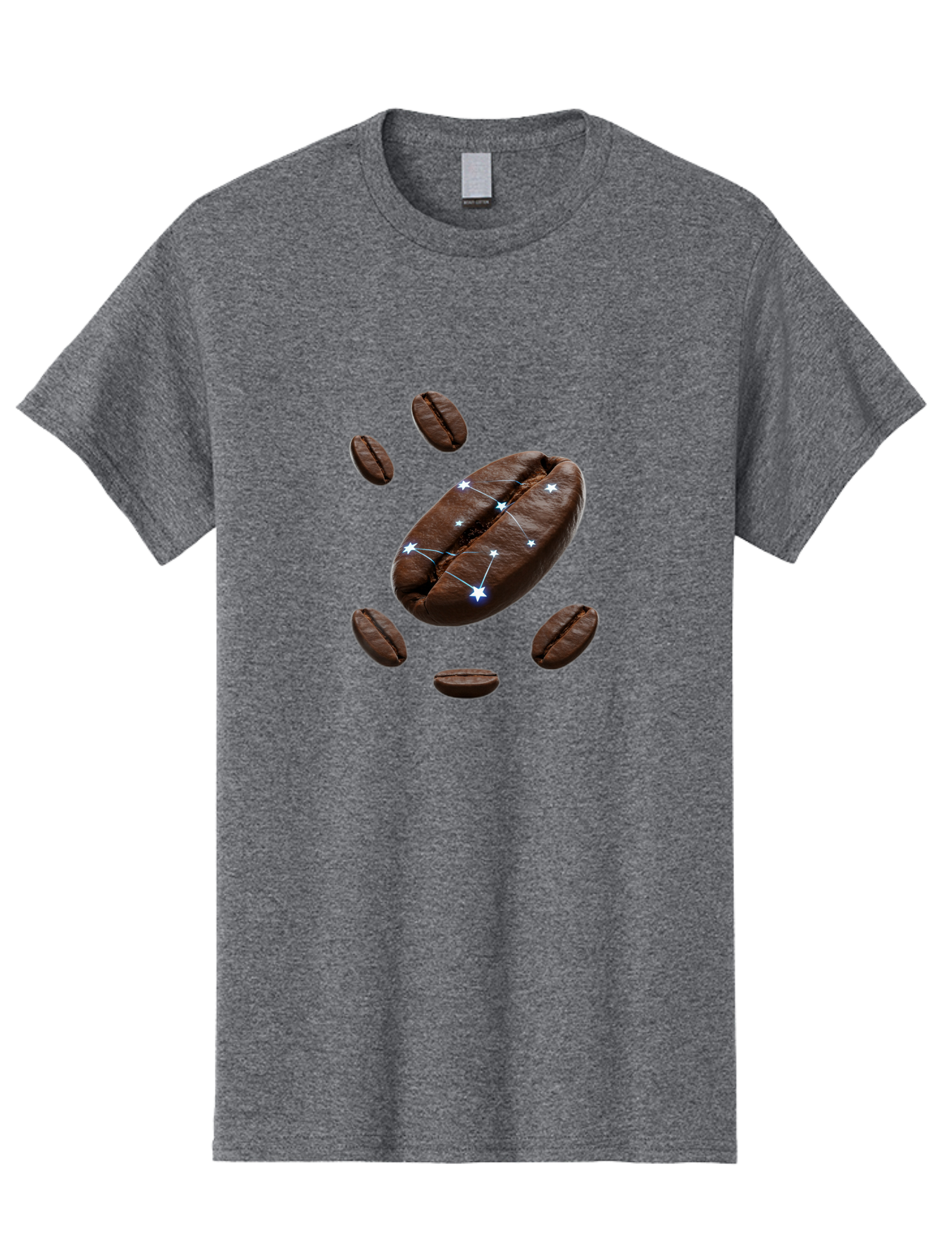 Coffee-Bean-Constellation Men'S Graphic Tee, 100% Cotton, Comfortable Casual Summer Wear, Machine Washable, Coffee Beans, Constellation Pattern, Stars, Creative Design, Surreal Art, Coffee Lover, Unique Artwork, Abstract Illustration, Baa334