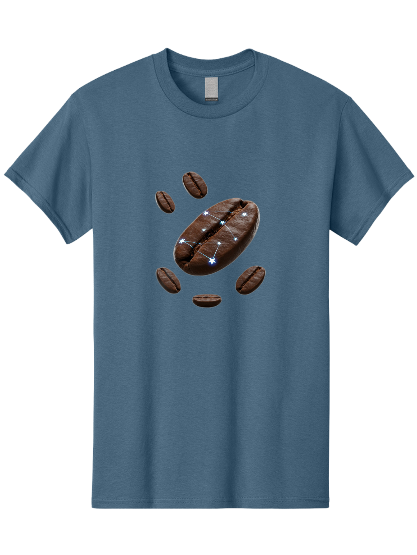 Coffee-Bean-Constellation Men'S Graphic Tee, 100% Cotton, Comfortable Casual Summer Wear, Machine Washable, Coffee Beans, Constellation Pattern, Stars, Creative Design, Surreal Art, Coffee Lover, Unique Artwork, Abstract Illustration, Baa334