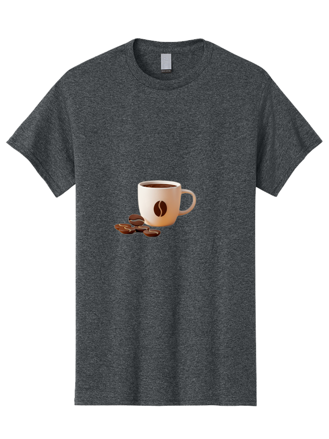 Coffee-Bean-Mug Men'S Graphic Tee, 100% Cotton, Comfortable Casual Summer Wear, Machine Washable, Coffee Mug, Coffee Beans, Dark Brown Coffee, Morning Coffee, Coffee Break, Coffee Time, Coffee Symbol, Coffee Design Baa335