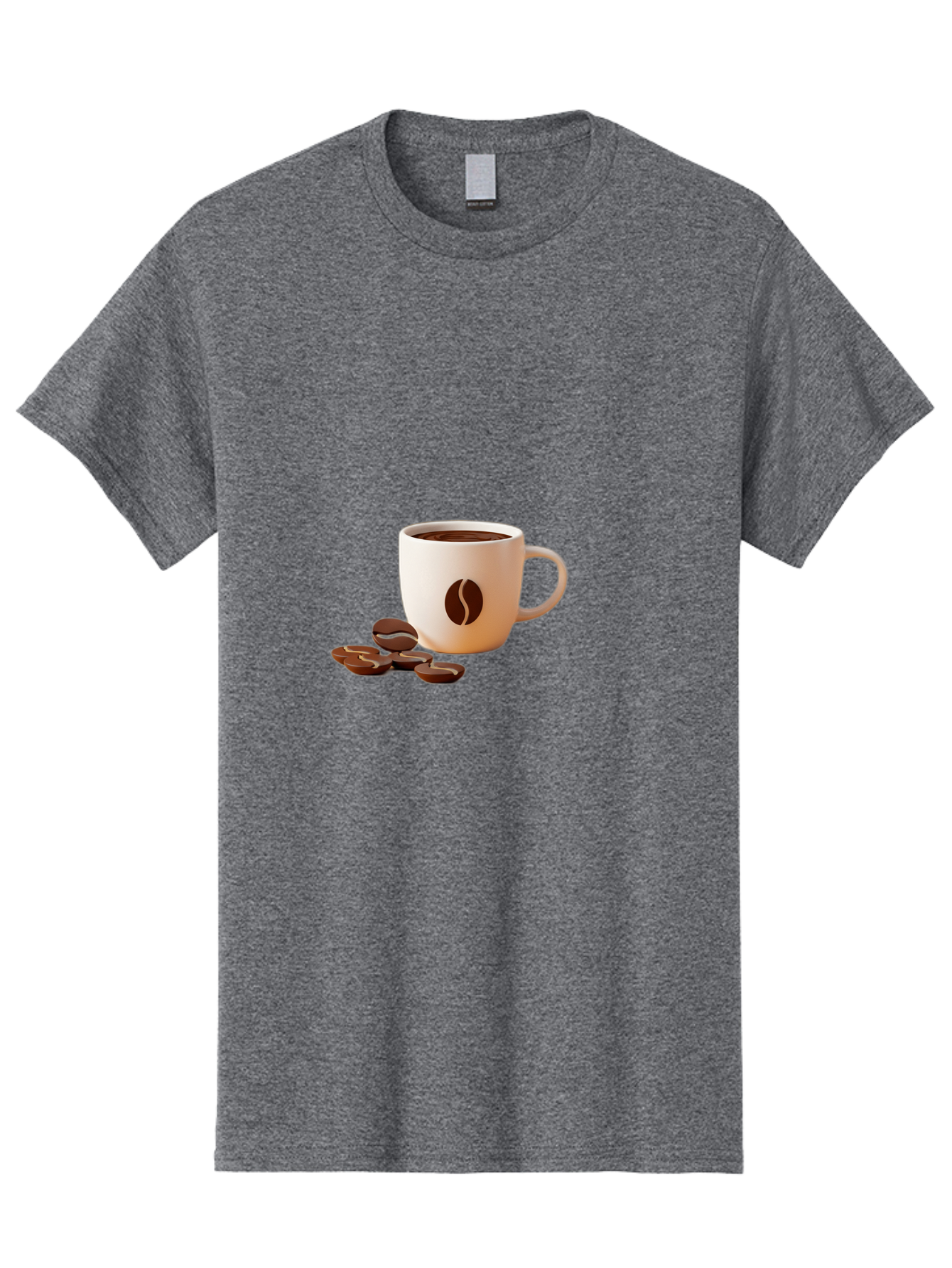 Coffee-Bean-Mug Men'S Graphic Tee, 100% Cotton, Comfortable Casual Summer Wear, Machine Washable, Coffee Mug, Coffee Beans, Dark Brown Coffee, Morning Coffee, Coffee Break, Coffee Time, Coffee Symbol, Coffee Design Baa335