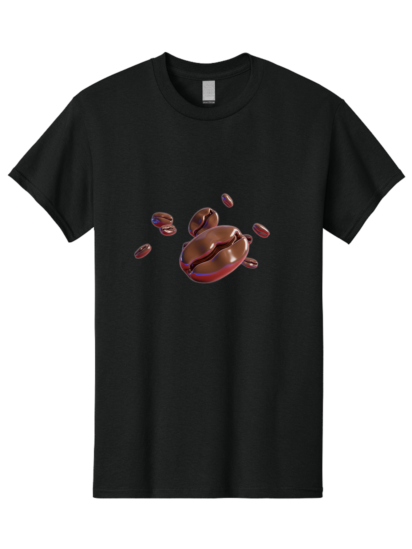 Coffee-Beans-1 Men'S Graphic Tee, 100% Cotton, Comfortable Casual Summer Wear, Machine Washable, Roasted Coffee Beans, Dark Brown, Shiny, Scattered, Coffee Break, Morning Pick-Me-Up, Caffeinated, Energy Boost Baa336