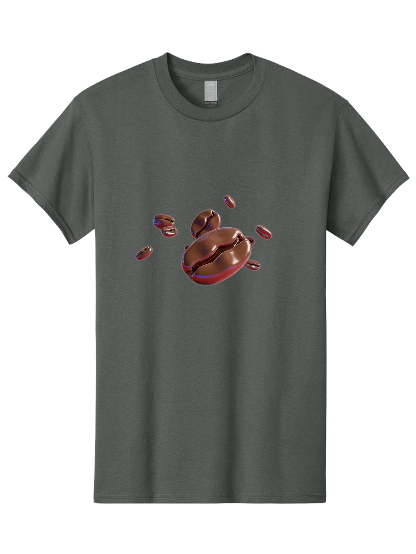Coffee-Beans-1 Men'S Graphic Tee, 100% Cotton, Comfortable Casual Summer Wear, Machine Washable, Roasted Coffee Beans, Dark Brown, Shiny, Scattered, Coffee Break, Morning Pick-Me-Up, Caffeinated, Energy Boost Baa336