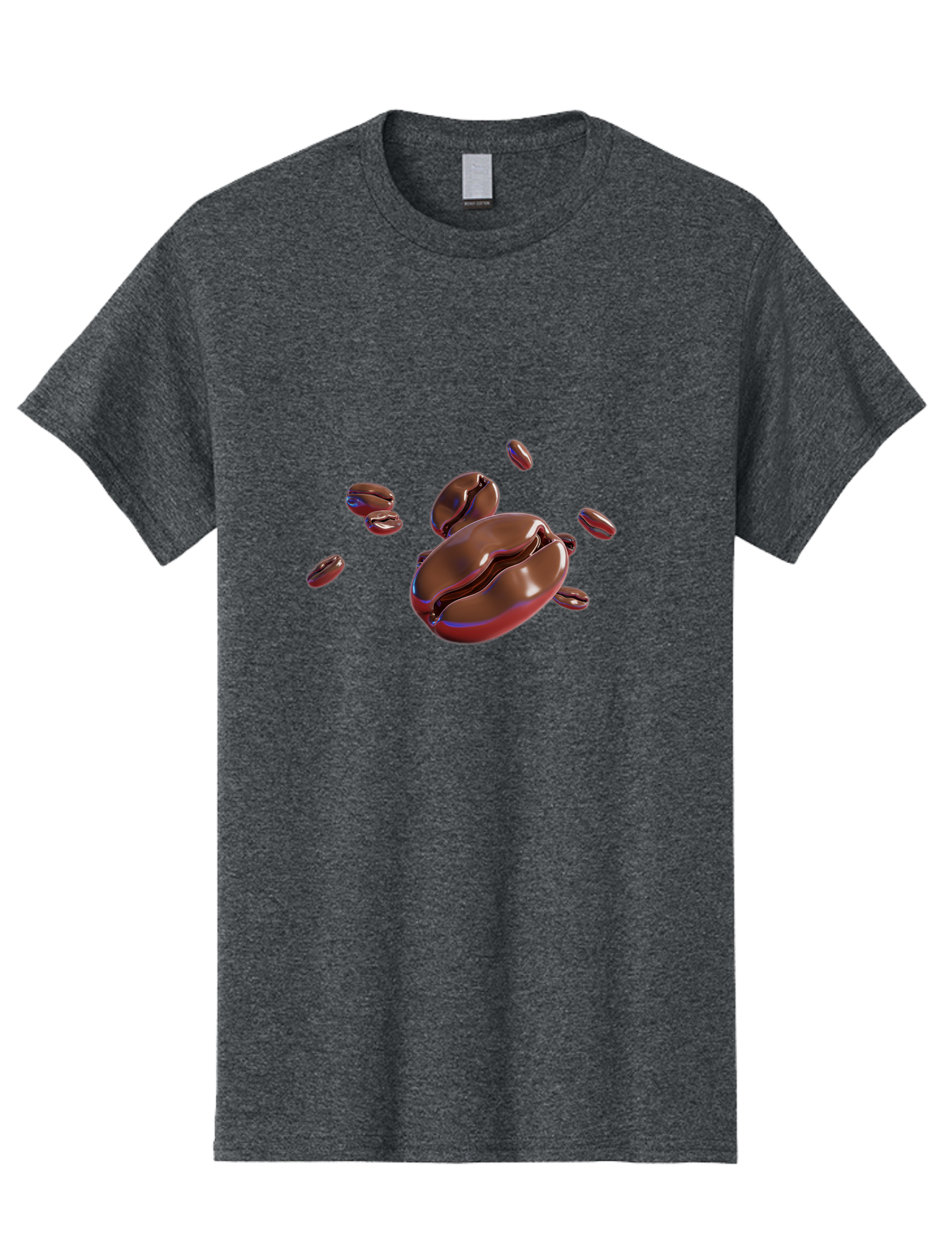 Coffee-Beans-1 Men'S Graphic Tee, 100% Cotton, Comfortable Casual Summer Wear, Machine Washable, Roasted Coffee Beans, Dark Brown, Shiny, Scattered, Coffee Break, Morning Pick-Me-Up, Caffeinated, Energy Boost Baa336