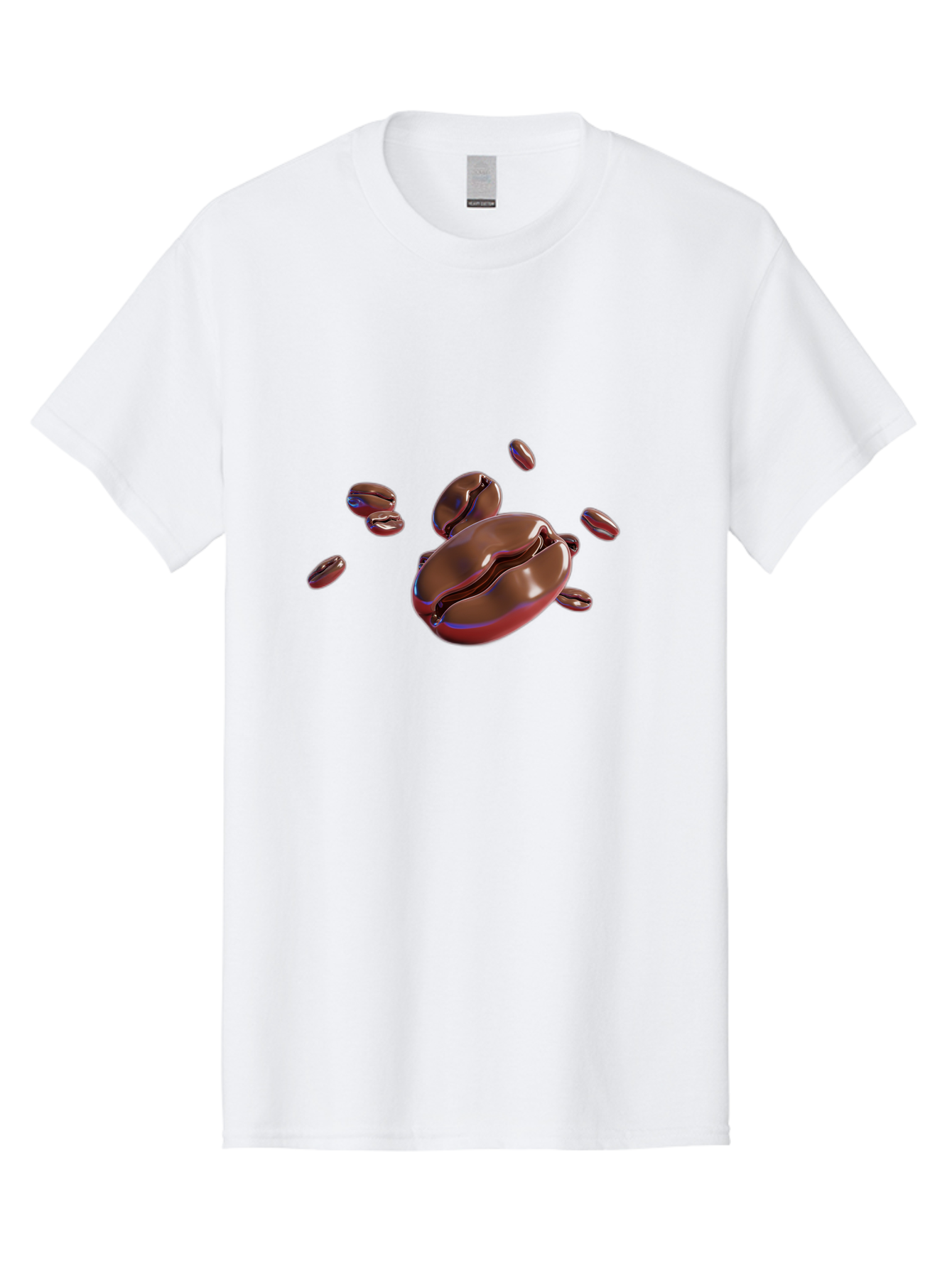 Coffee-Beans-1 Men'S Graphic Tee, 100% Cotton, Comfortable Casual Summer Wear, Machine Washable, Roasted Coffee Beans, Dark Brown, Shiny, Scattered, Coffee Break, Morning Pick-Me-Up, Caffeinated, Energy Boost Baa336