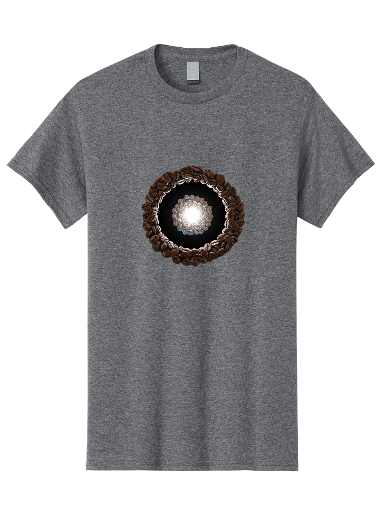 Coffee-Beans-Circle Men'S Graphic Tee, 100% Cotton, Comfortable Casual Summer Wear, Machine Washable, Circle Of Coffee Beans, Coffee Bean Wreath, Gourmet Coffee, Coffee Lover, Coffee Culture, Coffee Art, Bean Arrangement, Symmetrical Design, Baa337