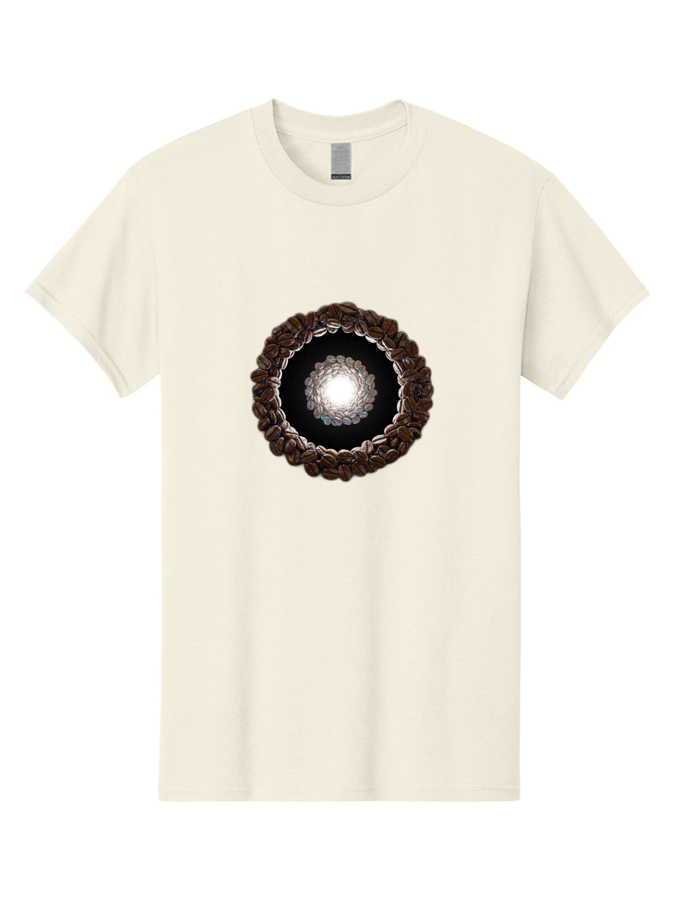 Coffee-Beans-Circle Men'S Graphic Tee, 100% Cotton, Comfortable Casual Summer Wear, Machine Washable, Circle Of Coffee Beans, Coffee Bean Wreath, Gourmet Coffee, Coffee Lover, Coffee Culture, Coffee Art, Bean Arrangement, Symmetrical Design, Baa337