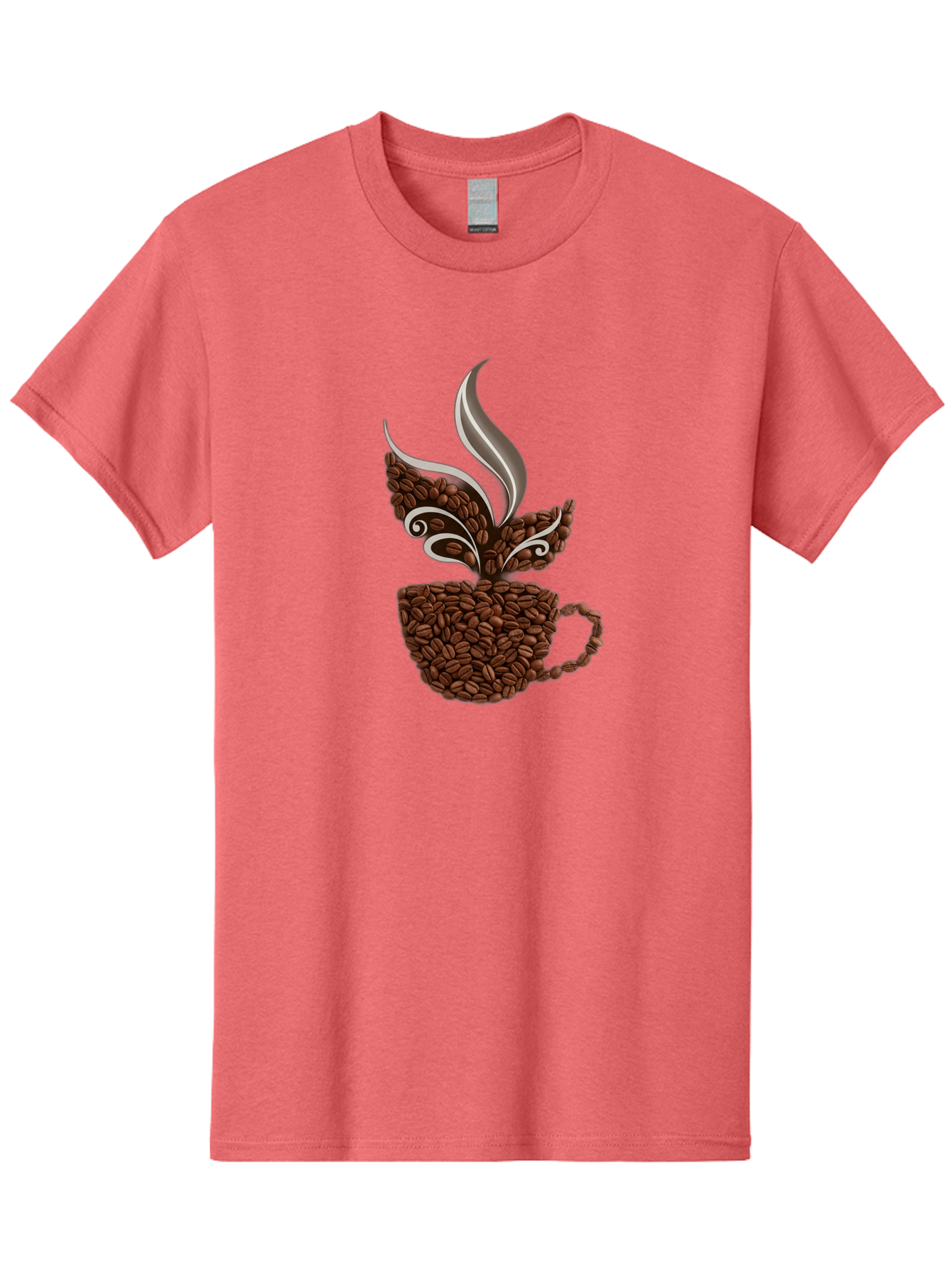 Coffee-Beans-Cup Men'S Graphic Tee, 100% Cotton, Comfortable Casual Summer Wear, Machine Washable, Coffee Beans, Coffee Cup, Brewing Coffee, Warm Beverage, Morning Pick-Me-Up, Coffee Break, Coffee Lover, Coffee Art, Steaming Hot Baa338