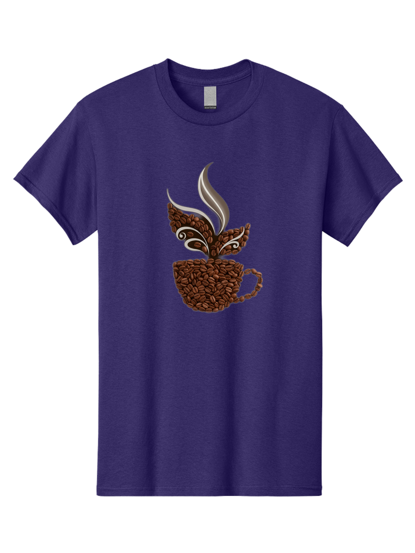 Coffee-Beans-Cup Men'S Graphic Tee, 100% Cotton, Comfortable Casual Summer Wear, Machine Washable, Coffee Beans, Coffee Cup, Brewing Coffee, Warm Beverage, Morning Pick-Me-Up, Coffee Break, Coffee Lover, Coffee Art, Steaming Hot Baa338