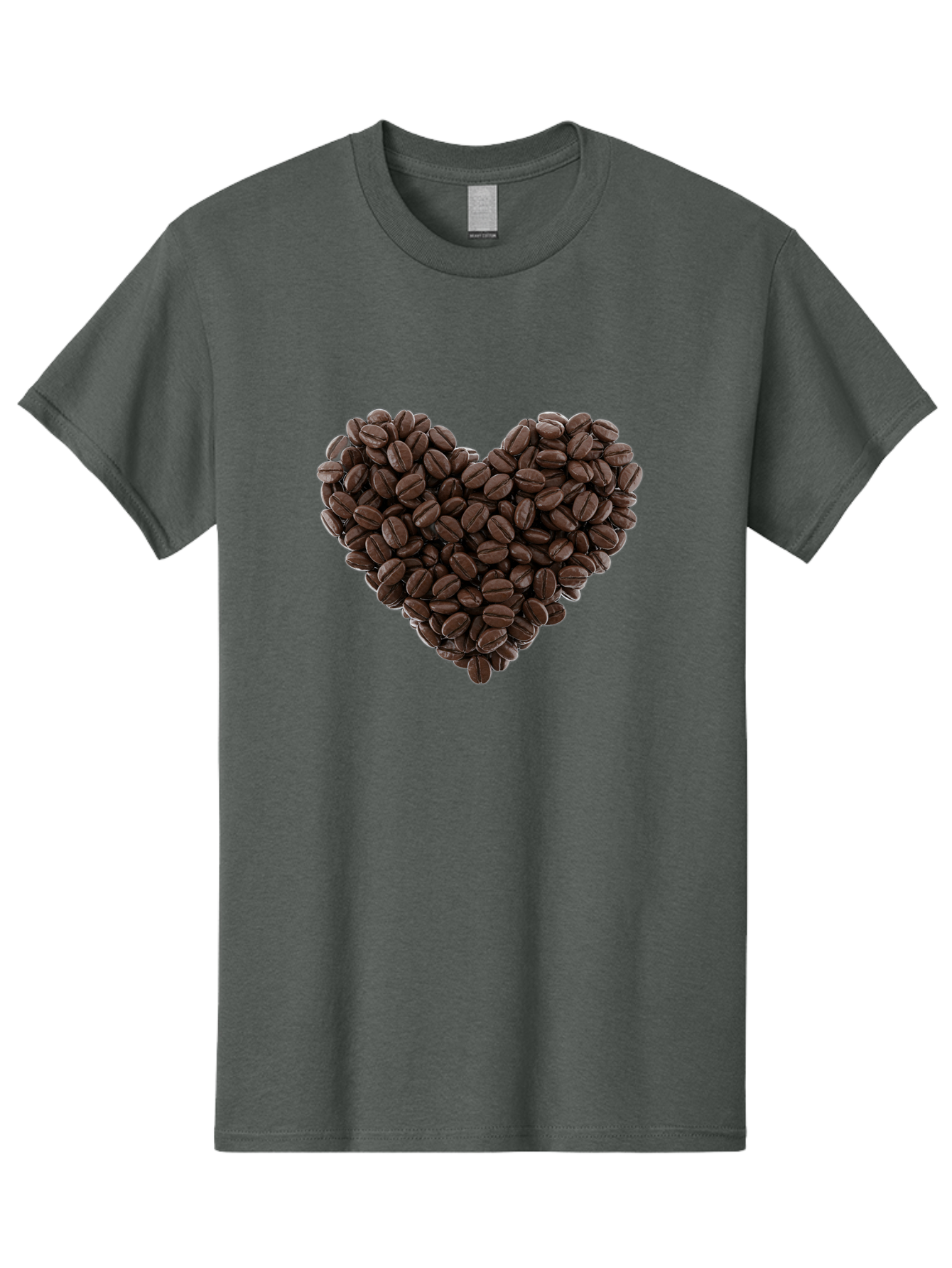 Coffee-Beans-Heart Men'S Graphic Tee, 100% Cotton, Comfortable Casual Summer Wear, Machine Washable, Coffee Beans, Heart Shape, Roasted Coffee, Coffee Lovers, Coffee Obsession, Rich Aroma, Dark Brown Color, Creative Design, Unique Art Baa339