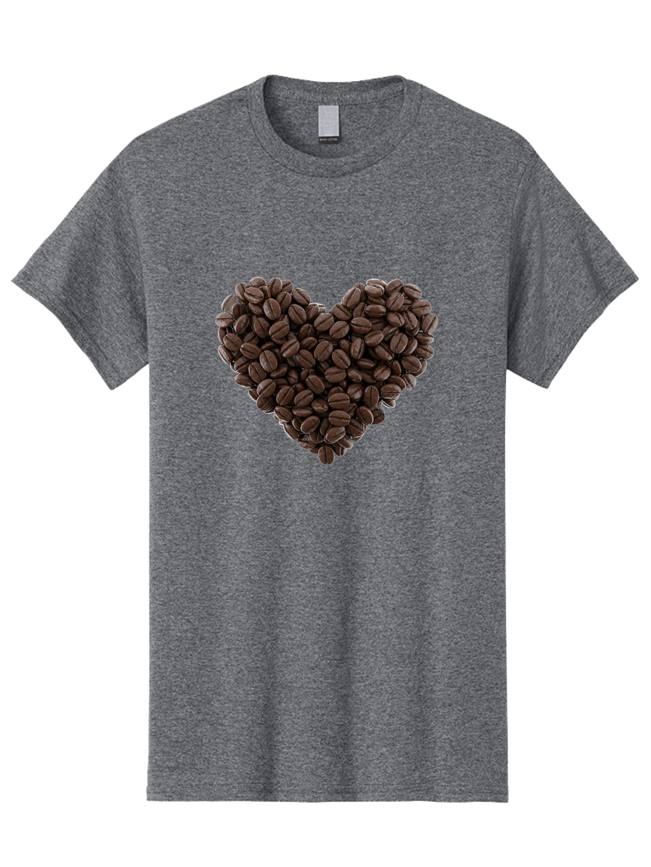 Coffee-Beans-Heart Men'S Graphic Tee, 100% Cotton, Comfortable Casual Summer Wear, Machine Washable, Coffee Beans, Heart Shape, Roasted Coffee, Coffee Lovers, Coffee Obsession, Rich Aroma, Dark Brown Color, Creative Design, Unique Art Baa339