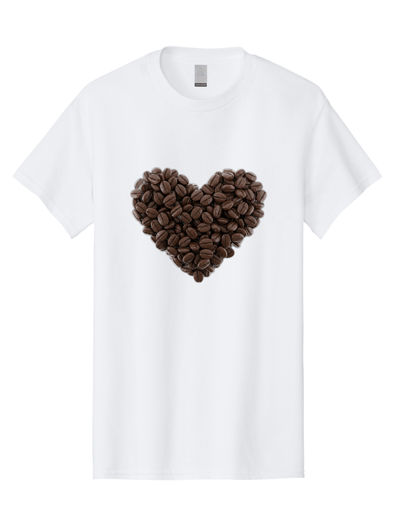 Coffee-Beans-Heart Men'S Graphic Tee, 100% Cotton, Comfortable Casual Summer Wear, Machine Washable, Coffee Beans, Heart Shape, Roasted Coffee, Coffee Lovers, Coffee Obsession, Rich Aroma, Dark Brown Color, Creative Design, Unique Art Baa339