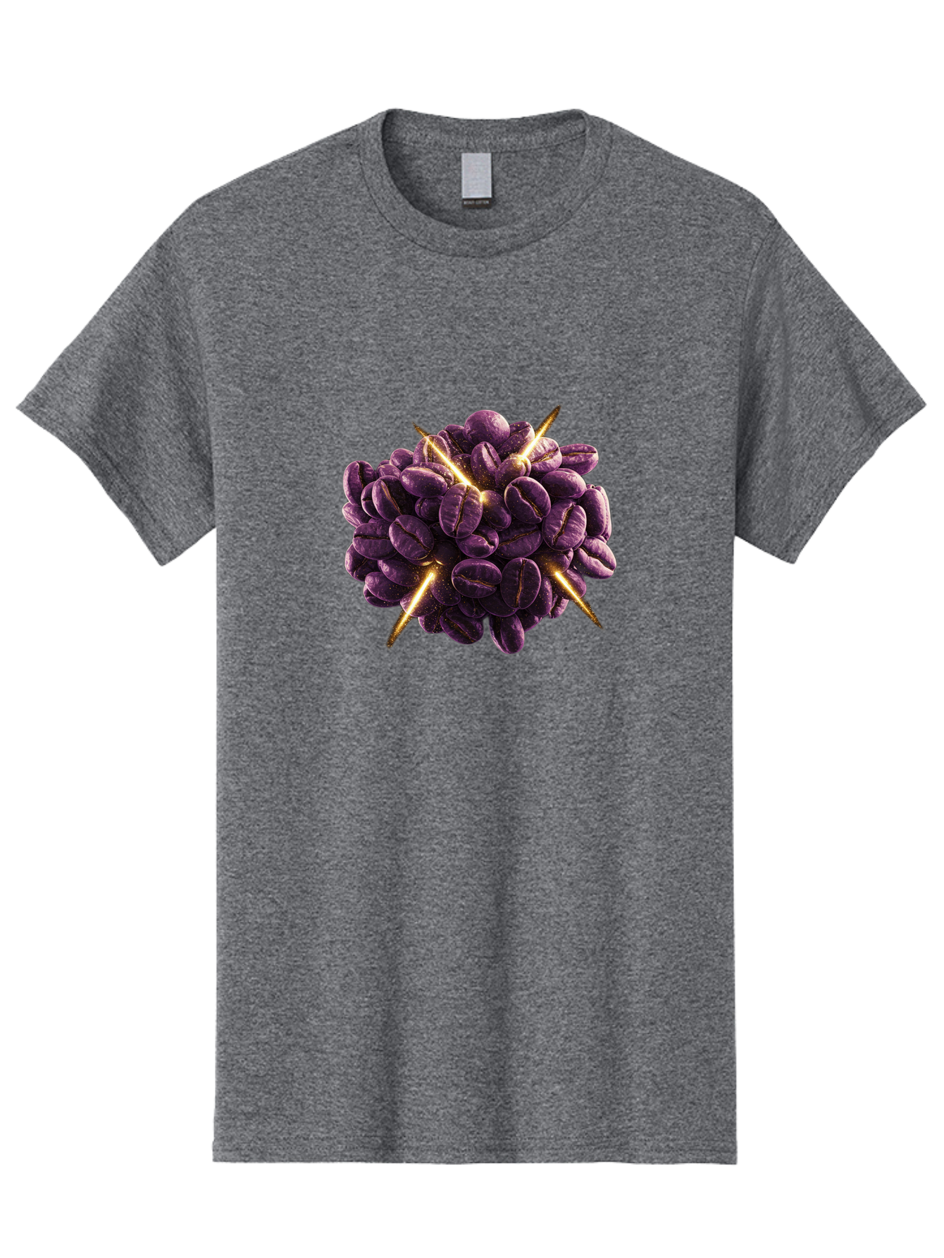 Coffee-Beans Men'S Graphic Tee, 100% Cotton, Comfortable Casual Summer Wear, Machine Washable, Dark Purple Coffee Beans, Spike Design, Unique Coffee Art, Creative Coffee Presentation, Coffee Lover Gift, Bold Coffee Beans Baa342