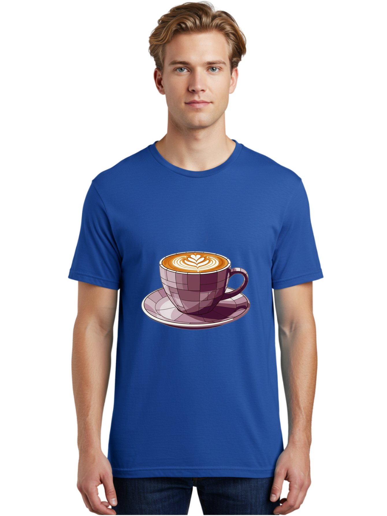 Coffee-Cup-10 Men'S Graphic Tee, 100% Cotton, Comfortable Casual Summer Wear, Machine Washable, Coffee Cup, Cappuccino, Latte Art, Heart Design, Coffee Break, Morning Coffee, Coffee Lover, Coffee Culture, Beverage, Drink Baa344