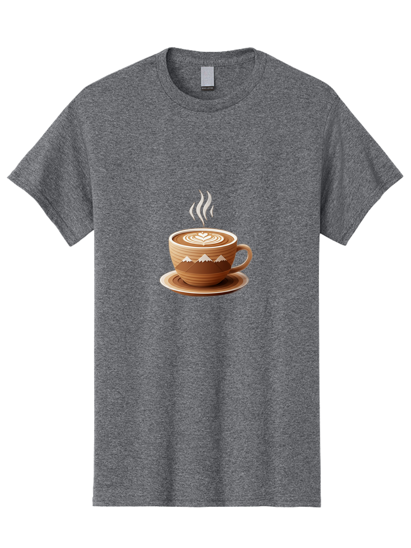 Coffee-Cup-11 Men'S Graphic Tee, 100% Cotton, Comfortable Casual Summer Wear, Machine Washable, Steaming Coffee Cup, Latte Art, Heart Design, Wooden Cup, White Mountains, Morning Coffee, Coffee Break, Espresso, Coffee Lover Baa345