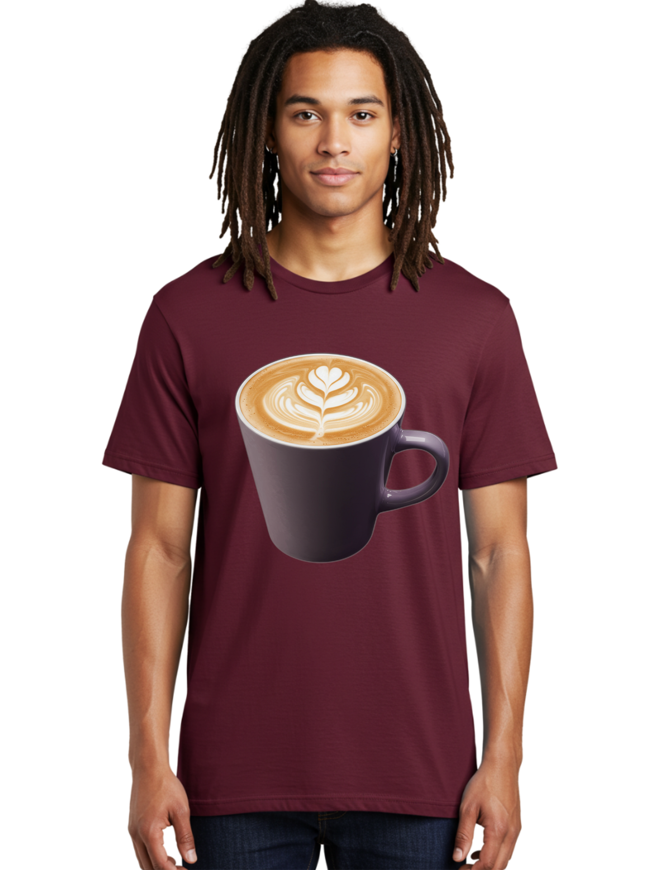 Coffee-Cup-14 Men'S Graphic Tee, 100% Cotton, Comfortable Casual Summer Wear, Machine Washable, Coffee Cup, Latte Art, Leaf Design, Espresso, Coffee Culture, Morning Coffee, Coffee Break, Caffeine, Coffee Drink Baa348