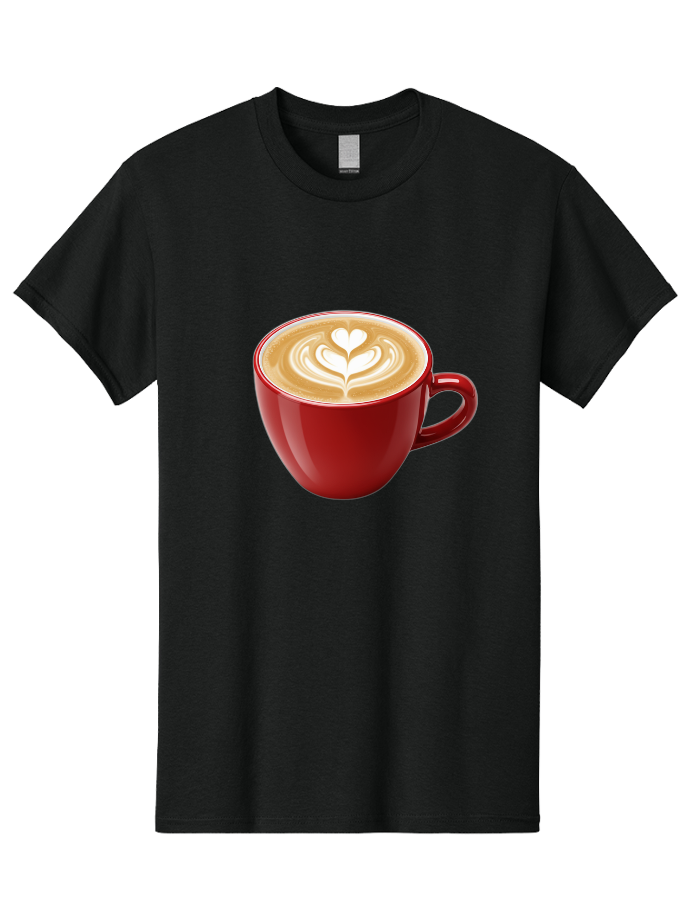 Coffee-Cup-16 Men'S Graphic Tee, 100% Cotton, Comfortable Casual Summer Wear, Machine Washable, Coffee Cup, Latte Art, Heart Design, Red Coffee Mug, Crema-Topped Coffee, Coffee Drink, Espresso Art Baa350