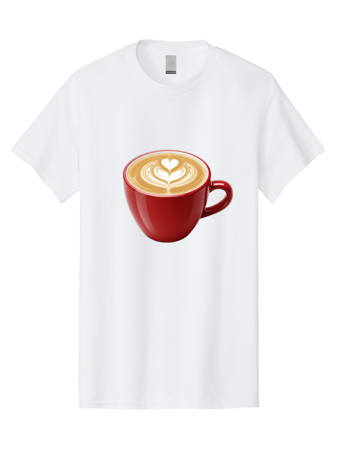 Coffee-Cup-16 Men'S Graphic Tee, 100% Cotton, Comfortable Casual Summer Wear, Machine Washable, Coffee Cup, Latte Art, Heart Design, Red Coffee Mug, Crema-Topped Coffee, Coffee Drink, Espresso Art Baa350