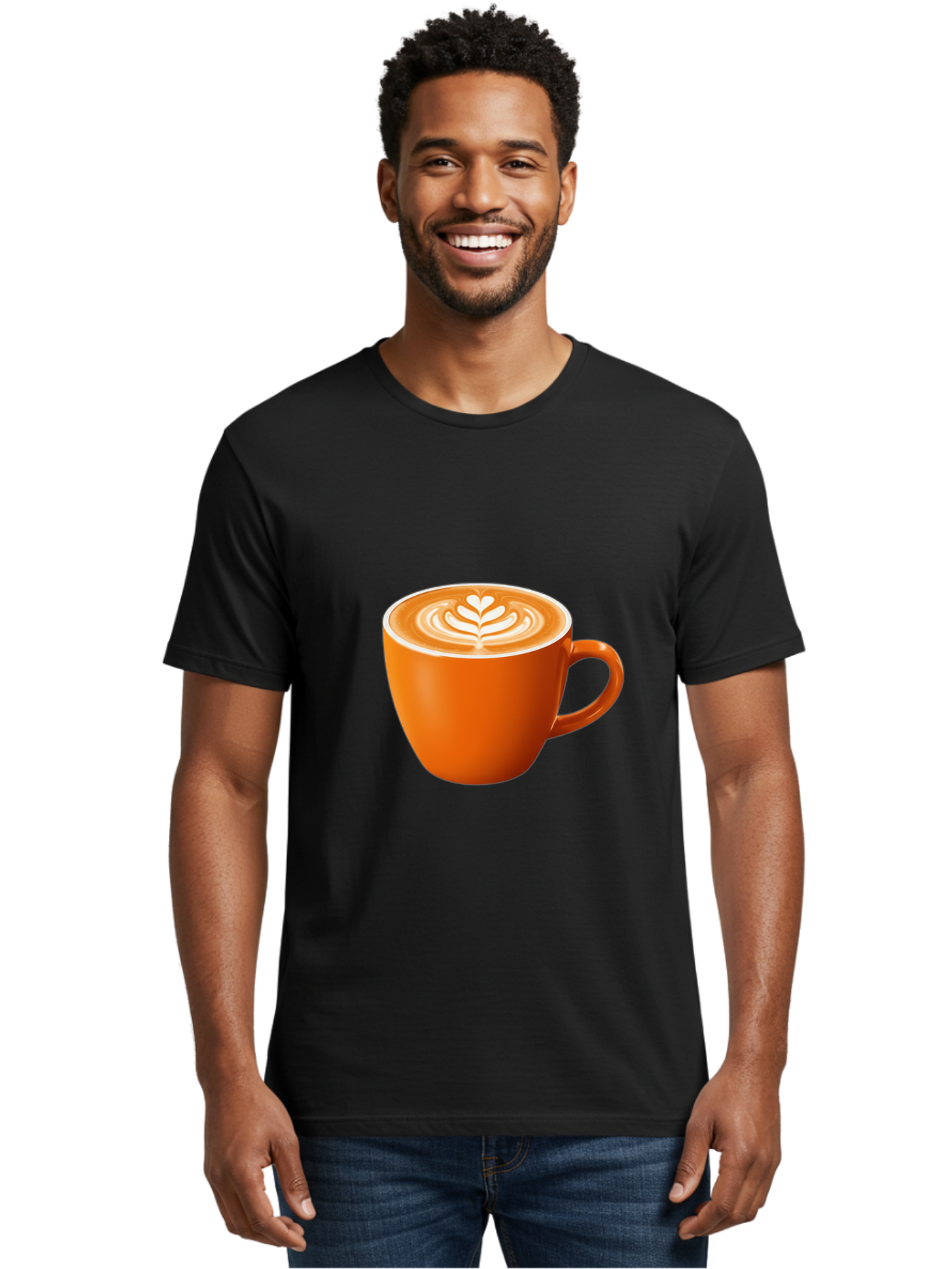 Coffee-Cup-17 Men'S Graphic Tee, 100% Cotton, Comfortable Casual Summer Wear, Machine Washable, Coffee Cup, Latte Art, Heart Design, Cappuccino, Coffee Culture, Morning Coffee, Coffee Break, Coffee Time Baa351