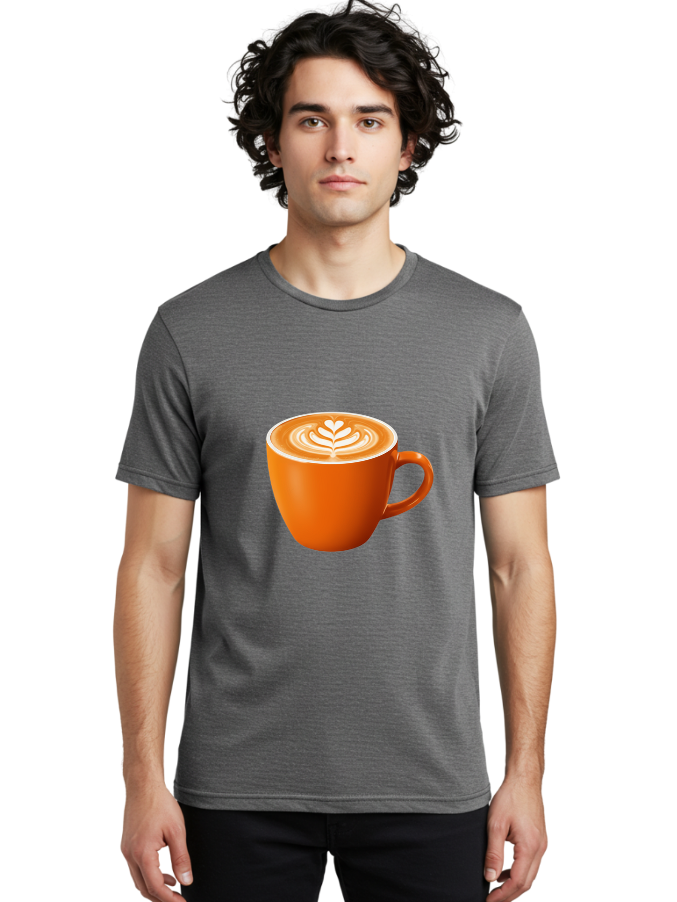 Coffee-Cup-17 Men'S Graphic Tee, 100% Cotton, Comfortable Casual Summer Wear, Machine Washable, Coffee Cup, Latte Art, Heart Design, Cappuccino, Coffee Culture, Morning Coffee, Coffee Break, Coffee Time Baa351