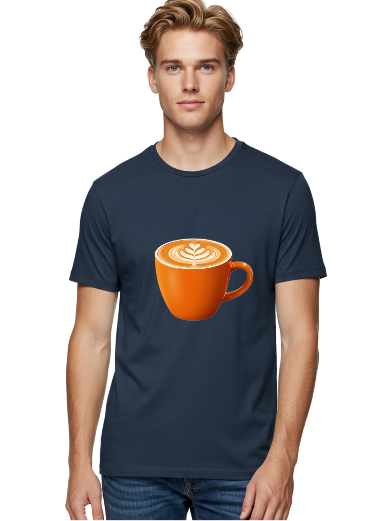 Coffee-Cup-17 Men'S Graphic Tee, 100% Cotton, Comfortable Casual Summer Wear, Machine Washable, Coffee Cup, Latte Art, Heart Design, Cappuccino, Coffee Culture, Morning Coffee, Coffee Break, Coffee Time Baa351