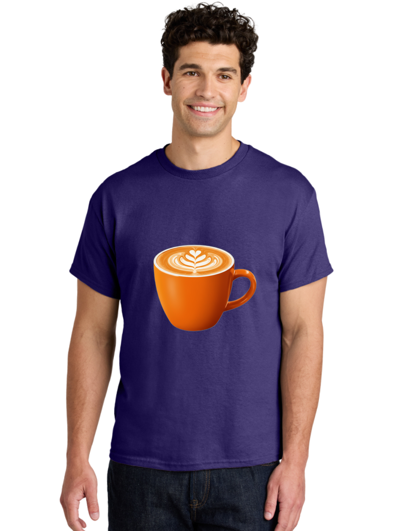 Coffee-Cup-17 Men'S Graphic Tee, 100% Cotton, Comfortable Casual Summer Wear, Machine Washable, Coffee Cup, Latte Art, Heart Design, Cappuccino, Coffee Culture, Morning Coffee, Coffee Break, Coffee Time Baa351