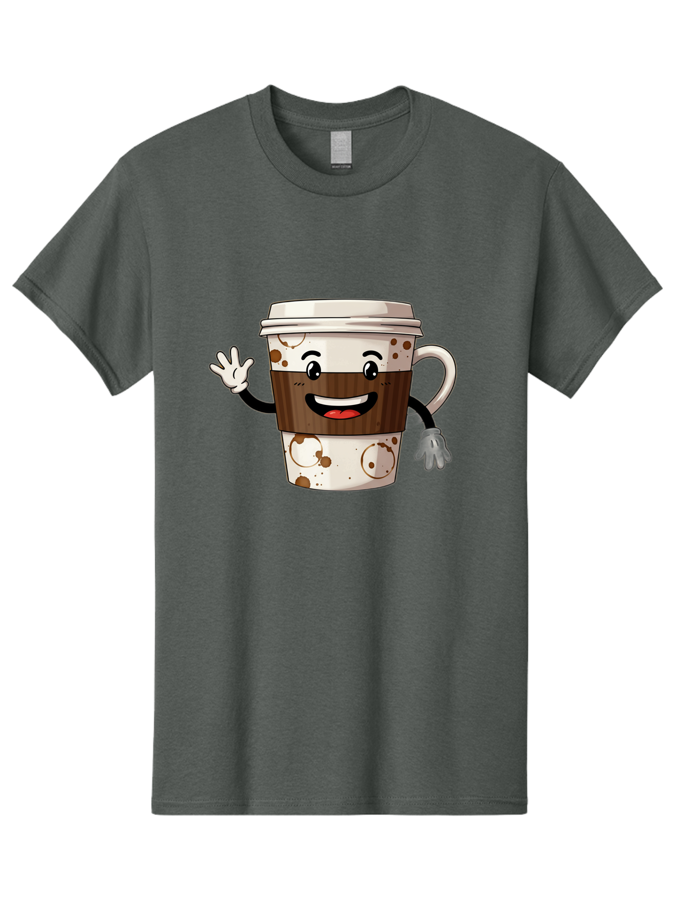 Coffee-Cup-2 Men'S Graphic Tee, 100% Cotton, Comfortable Casual Summer Wear, Machine Washable, Coffee Cup Character, Cartoon Coffee Cup, Smiling Coffee, Coffee Lover, Coffee Time, Morning Pick-Me-Up, To-Go Coffee, Cappuccino Art, Baa352