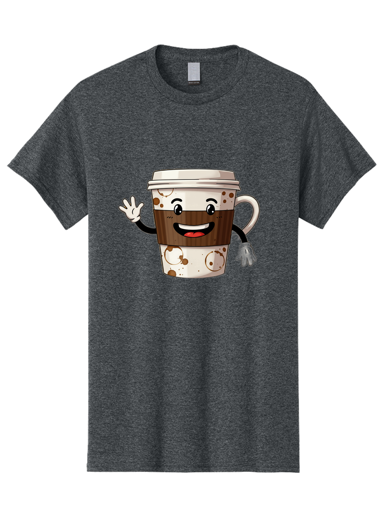 Coffee-Cup-2 Men'S Graphic Tee, 100% Cotton, Comfortable Casual Summer Wear, Machine Washable, Coffee Cup Character, Cartoon Coffee Cup, Smiling Coffee, Coffee Lover, Coffee Time, Morning Pick-Me-Up, To-Go Coffee, Cappuccino Art, Baa352
