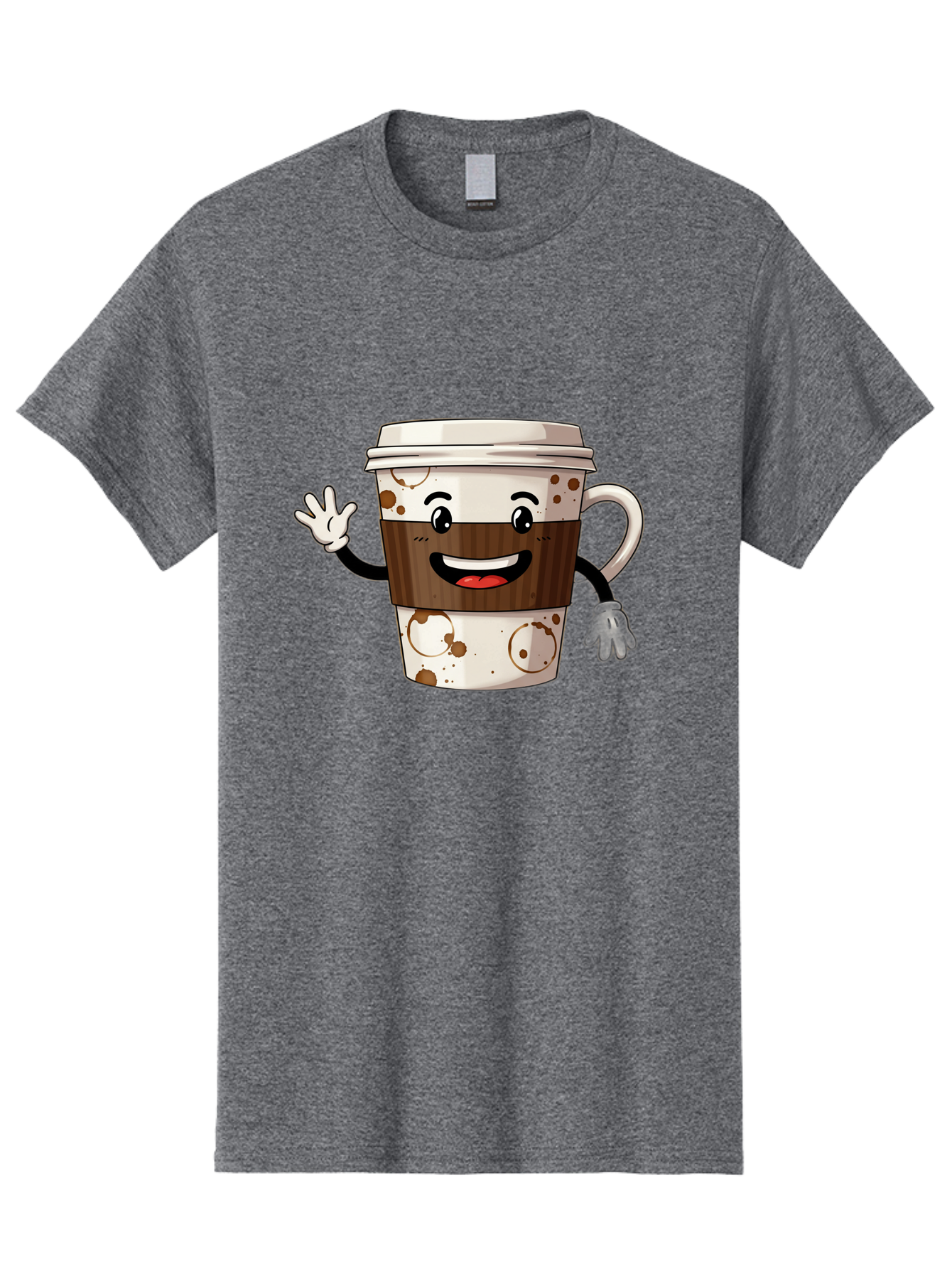 Coffee-Cup-2 Men'S Graphic Tee, 100% Cotton, Comfortable Casual Summer Wear, Machine Washable, Coffee Cup Character, Cartoon Coffee Cup, Smiling Coffee, Coffee Lover, Coffee Time, Morning Pick-Me-Up, To-Go Coffee, Cappuccino Art, Baa352