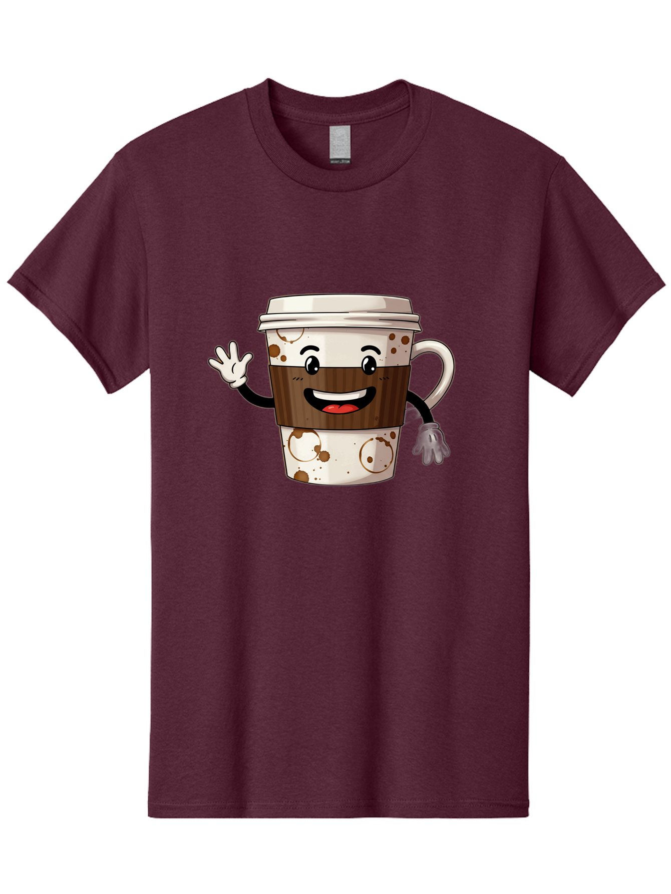 Coffee-Cup-2 Men'S Graphic Tee, 100% Cotton, Comfortable Casual Summer Wear, Machine Washable, Coffee Cup Character, Cartoon Coffee Cup, Smiling Coffee, Coffee Lover, Coffee Time, Morning Pick-Me-Up, To-Go Coffee, Cappuccino Art, Baa352