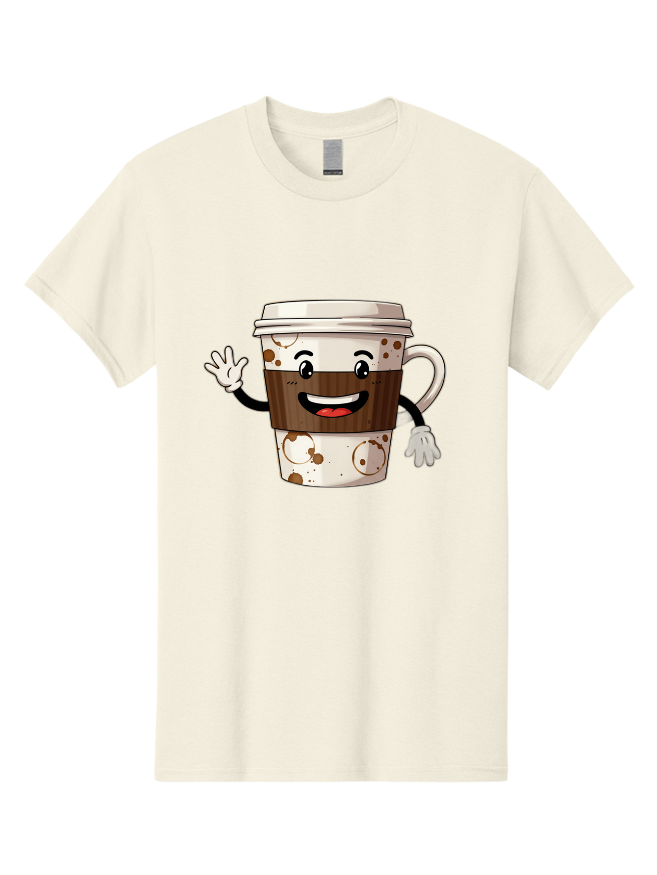 Coffee-Cup-2 Men'S Graphic Tee, 100% Cotton, Comfortable Casual Summer Wear, Machine Washable, Coffee Cup Character, Cartoon Coffee Cup, Smiling Coffee, Coffee Lover, Coffee Time, Morning Pick-Me-Up, To-Go Coffee, Cappuccino Art, Baa352